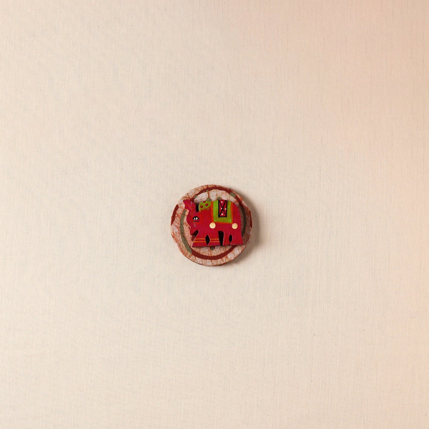 Elephant - Handmade Fabart Wooden Magnet
