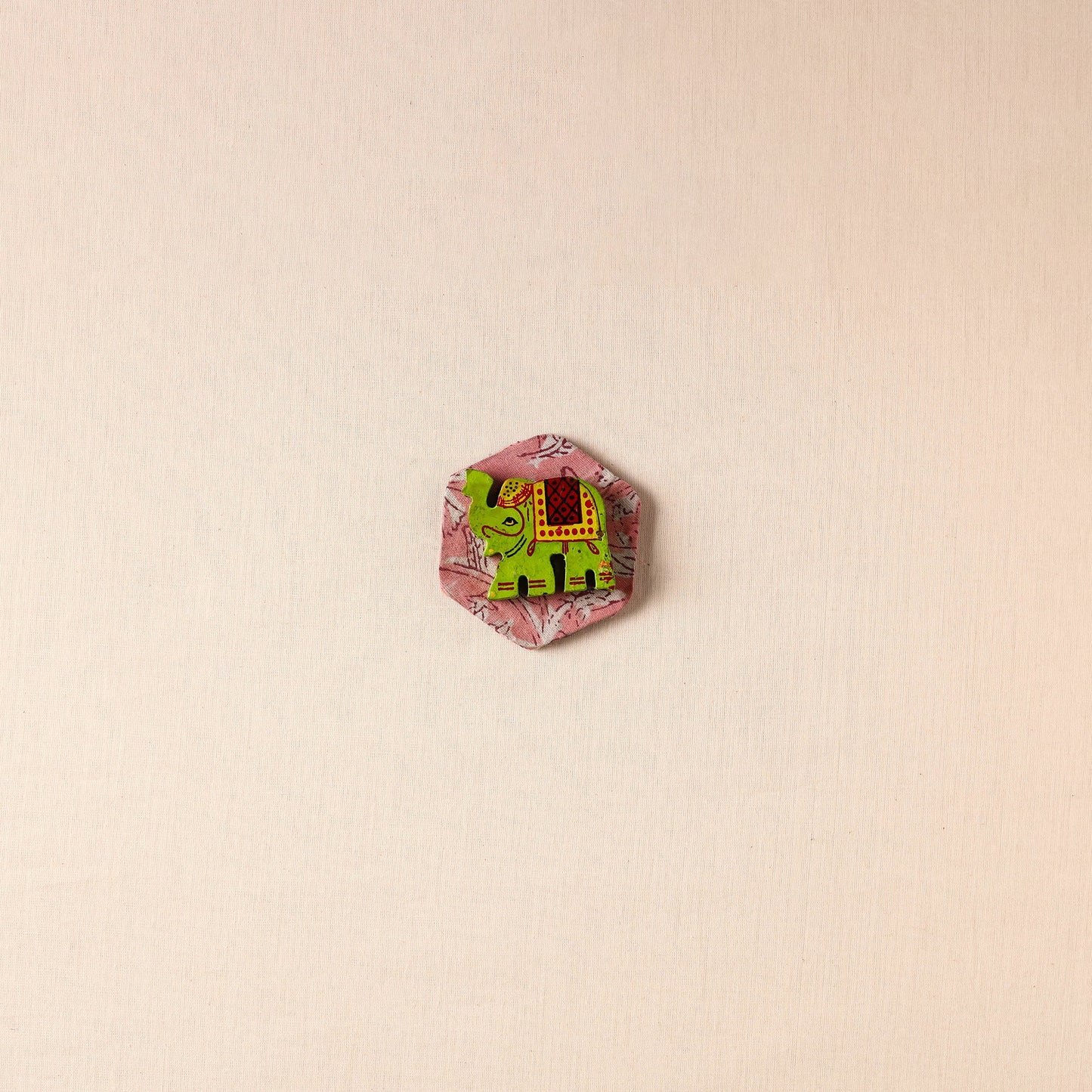 Elephant - Handmade Fabart Wooden Magnet