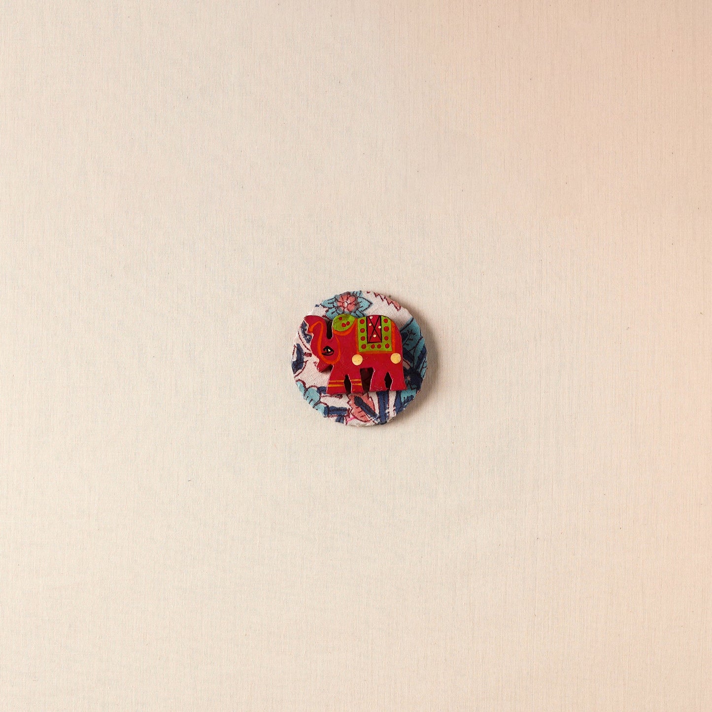 Elephant - Handmade Fabart Wooden Magnet