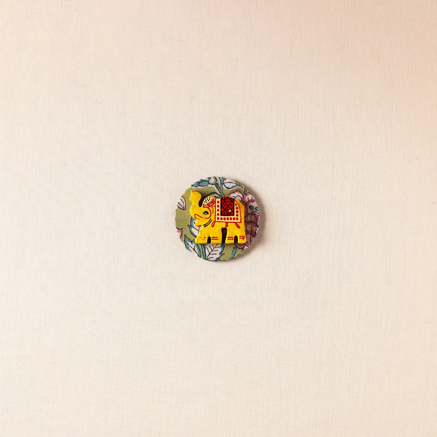 Elephant - Handmade Fabart Wooden Magnet