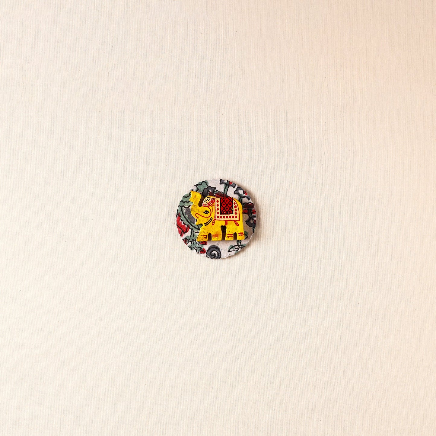 Elephant - Handmade Fabart Wooden Magnet