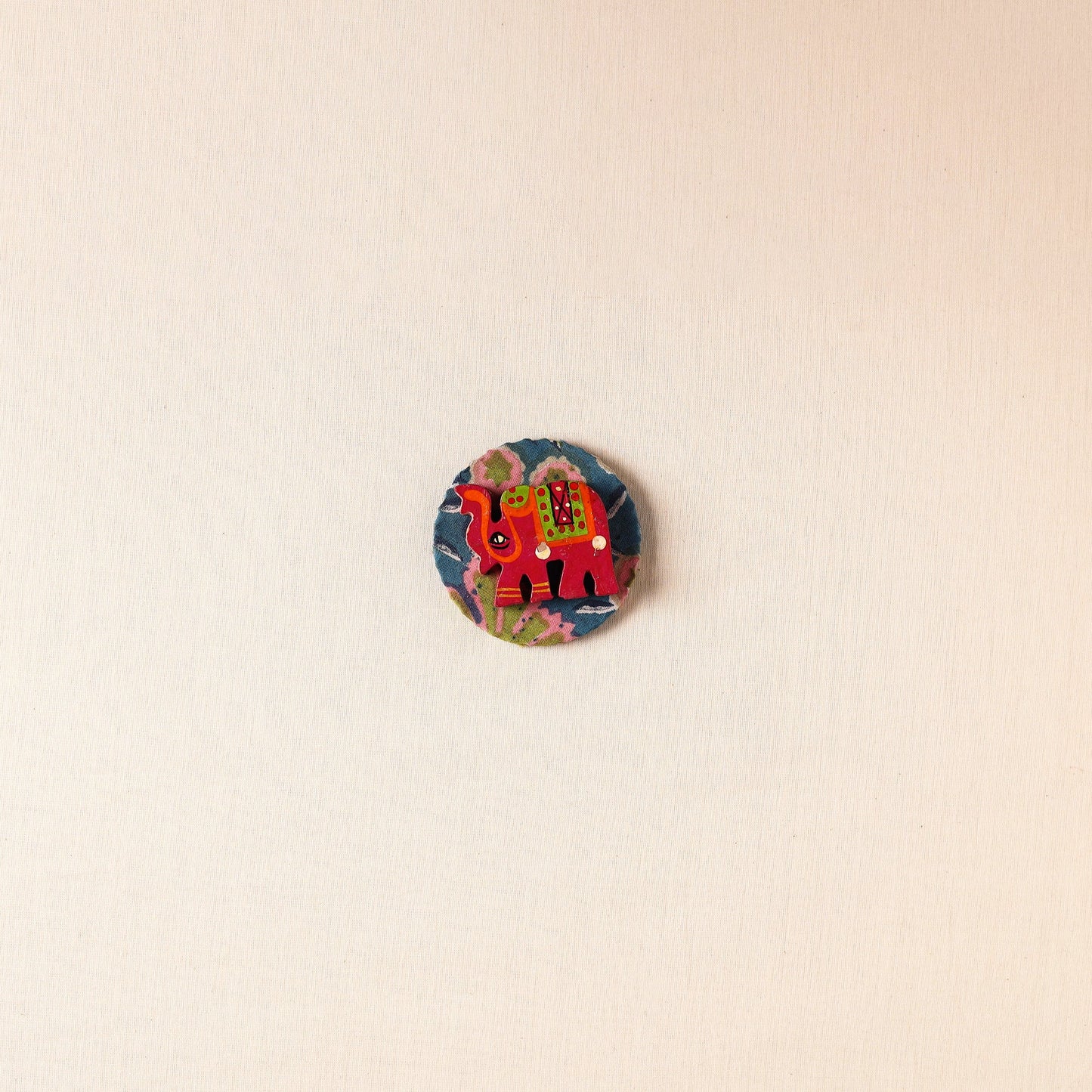 Elephant - Handmade Fabart Wooden Magnet