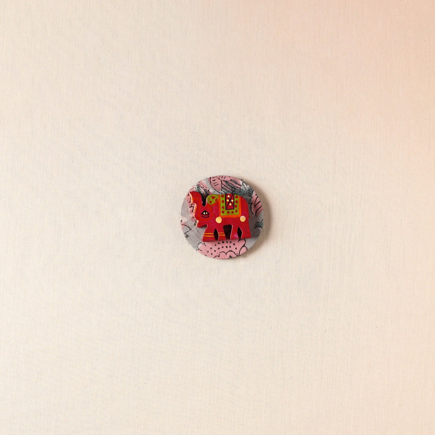 Elephant - Handmade Fabart Wooden Magnet