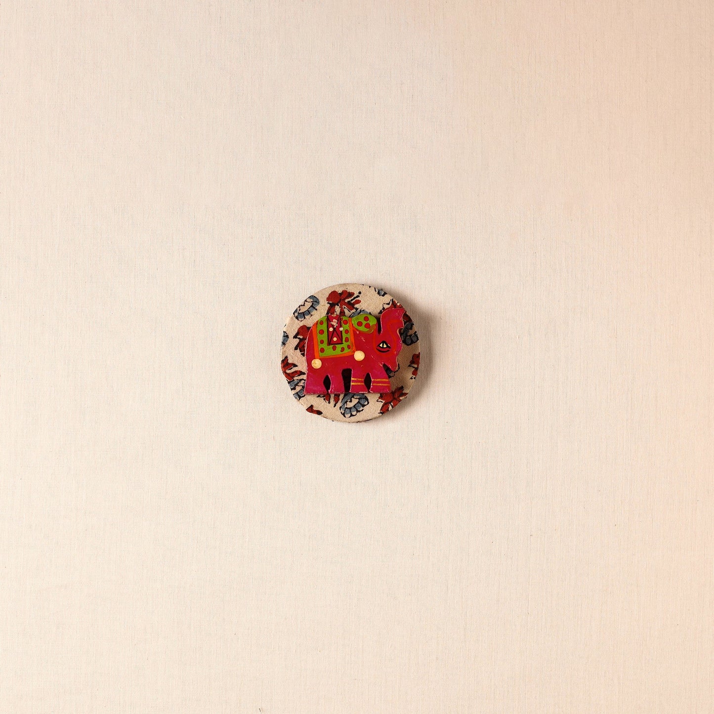 Elephant - Handmade Fabart Wooden Magnet