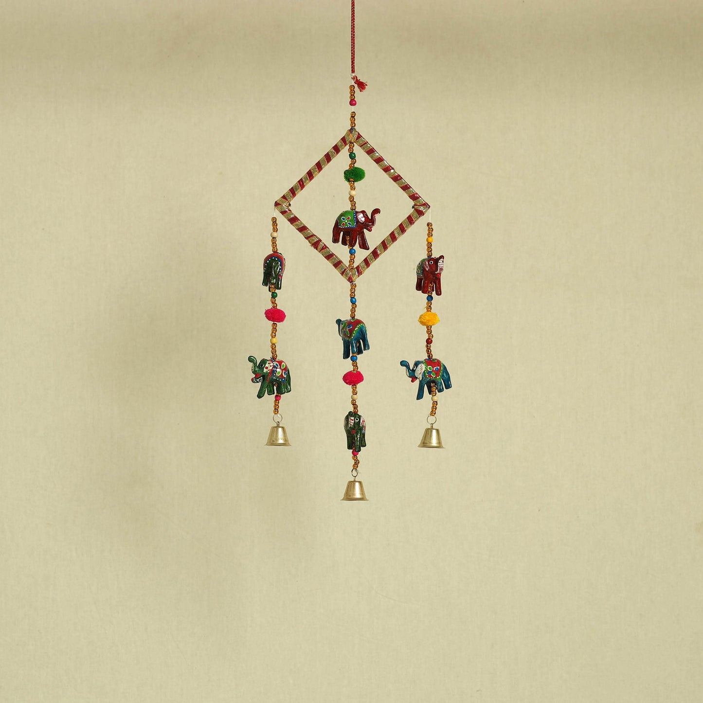 Elephant - Handpainted Wooden Decorative Bell Hanging