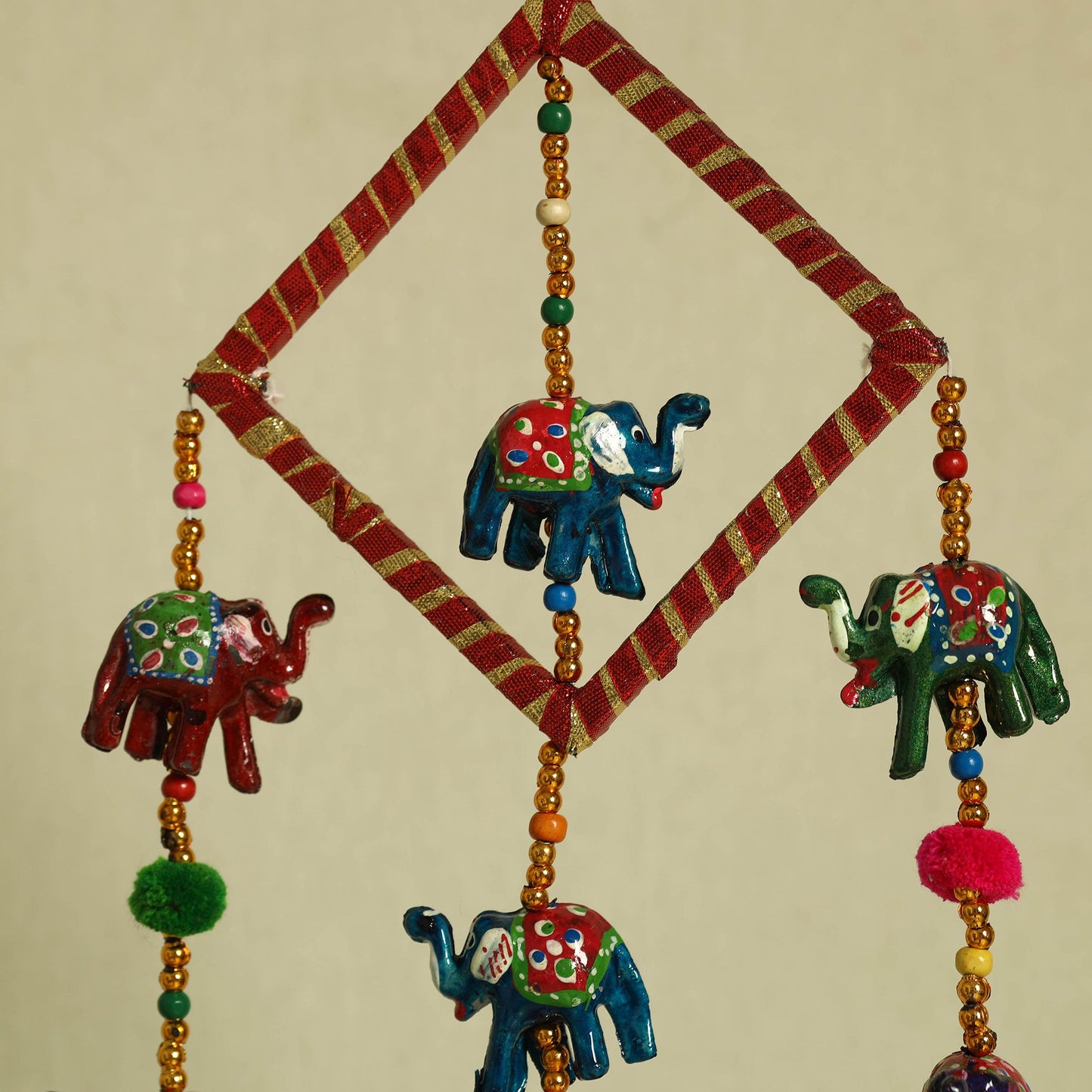 Elephant - Handpainted Wooden Decorative Bell Hanging