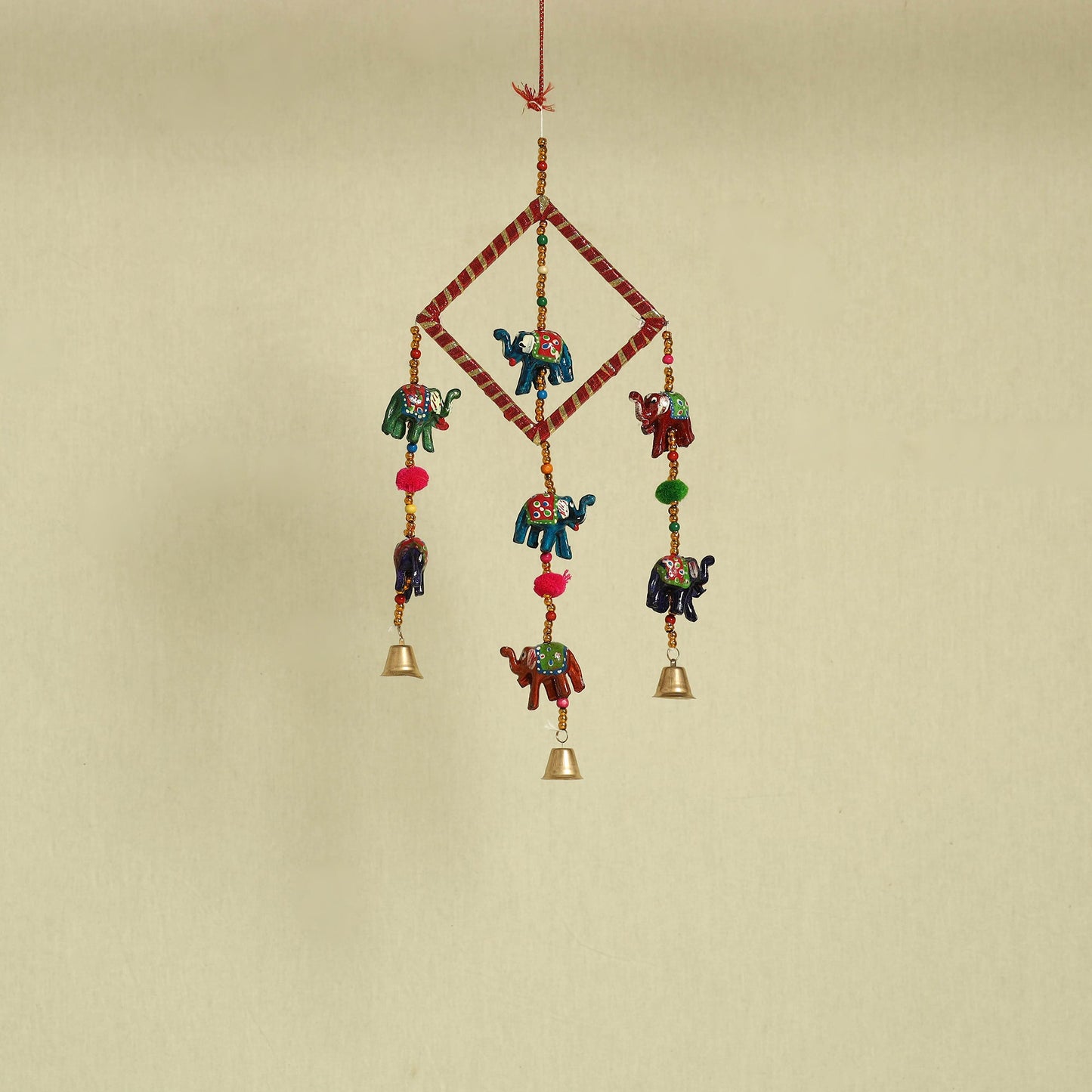 Elephant - Handpainted Wooden Decorative Bell Hanging