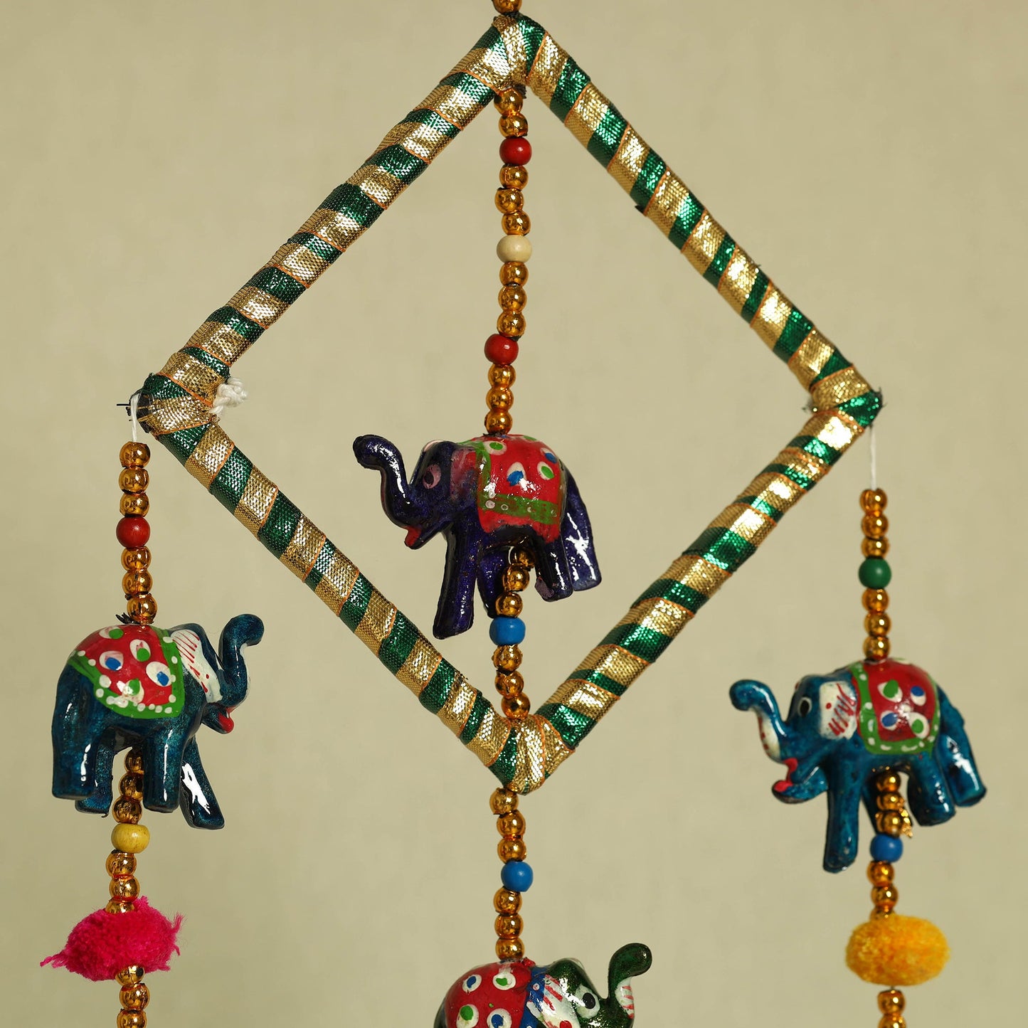 Elephant - Handpainted Wooden Decorative Bell Hanging