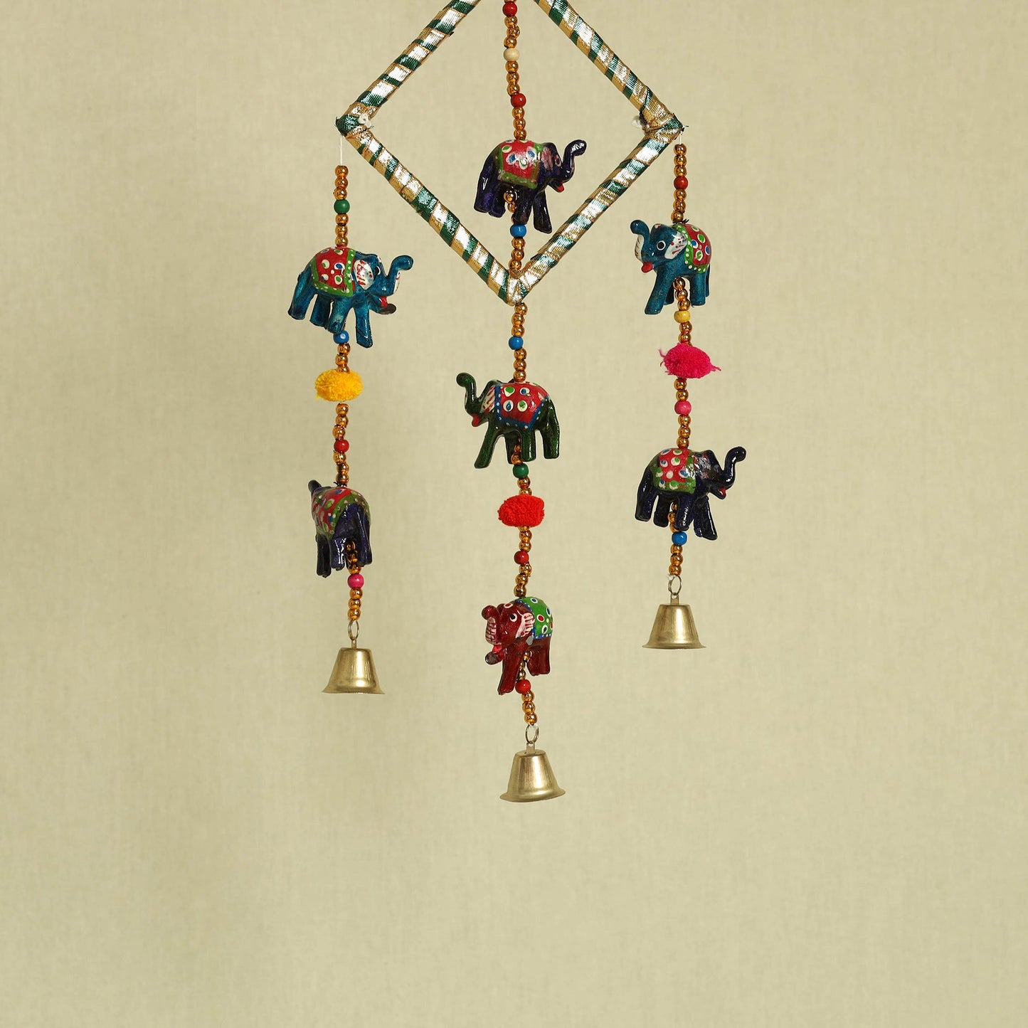 Elephant - Handpainted Wooden Decorative Bell Hanging