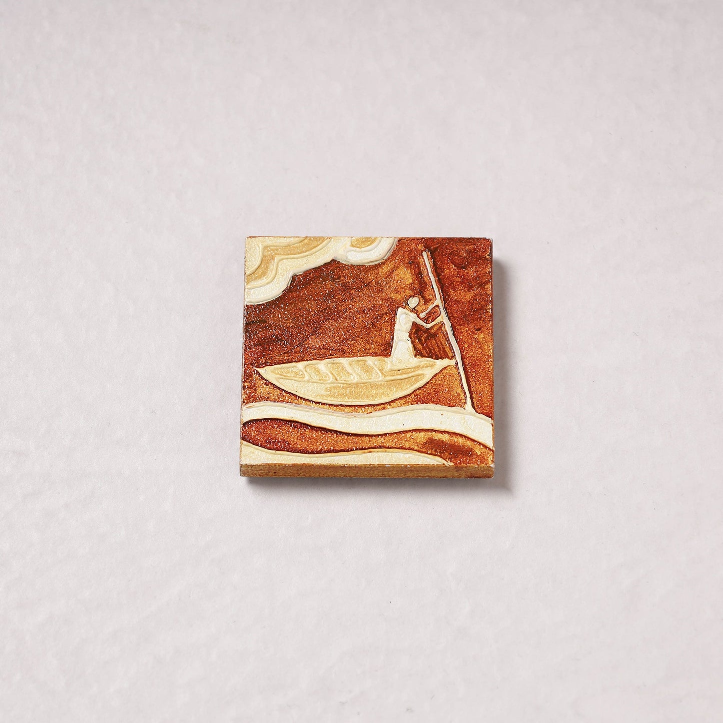 Embossed Stone Work Handpainted Wooden Fridge Magnet