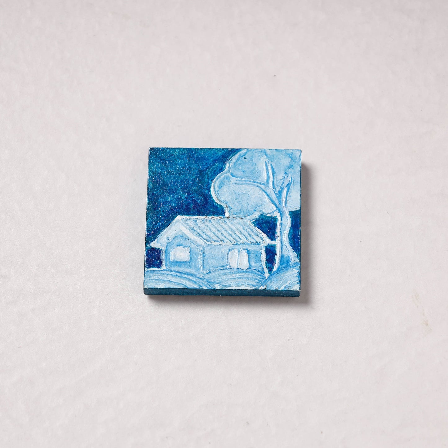 Embossed Stone Work Handpainted Wooden Fridge Magnet