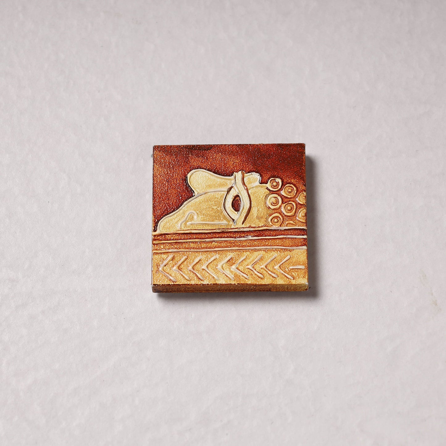 Embossed Stone Work Handpainted Wooden Fridge Magnet