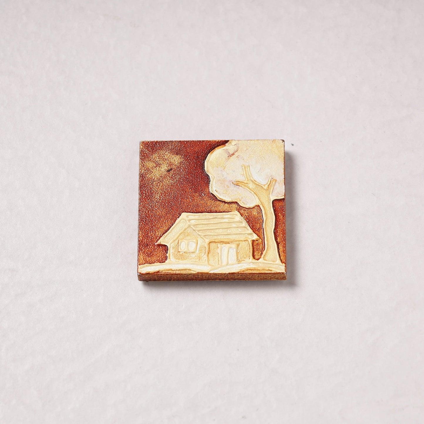 Embossed Stone Work Handpainted Wooden Fridge Magnet