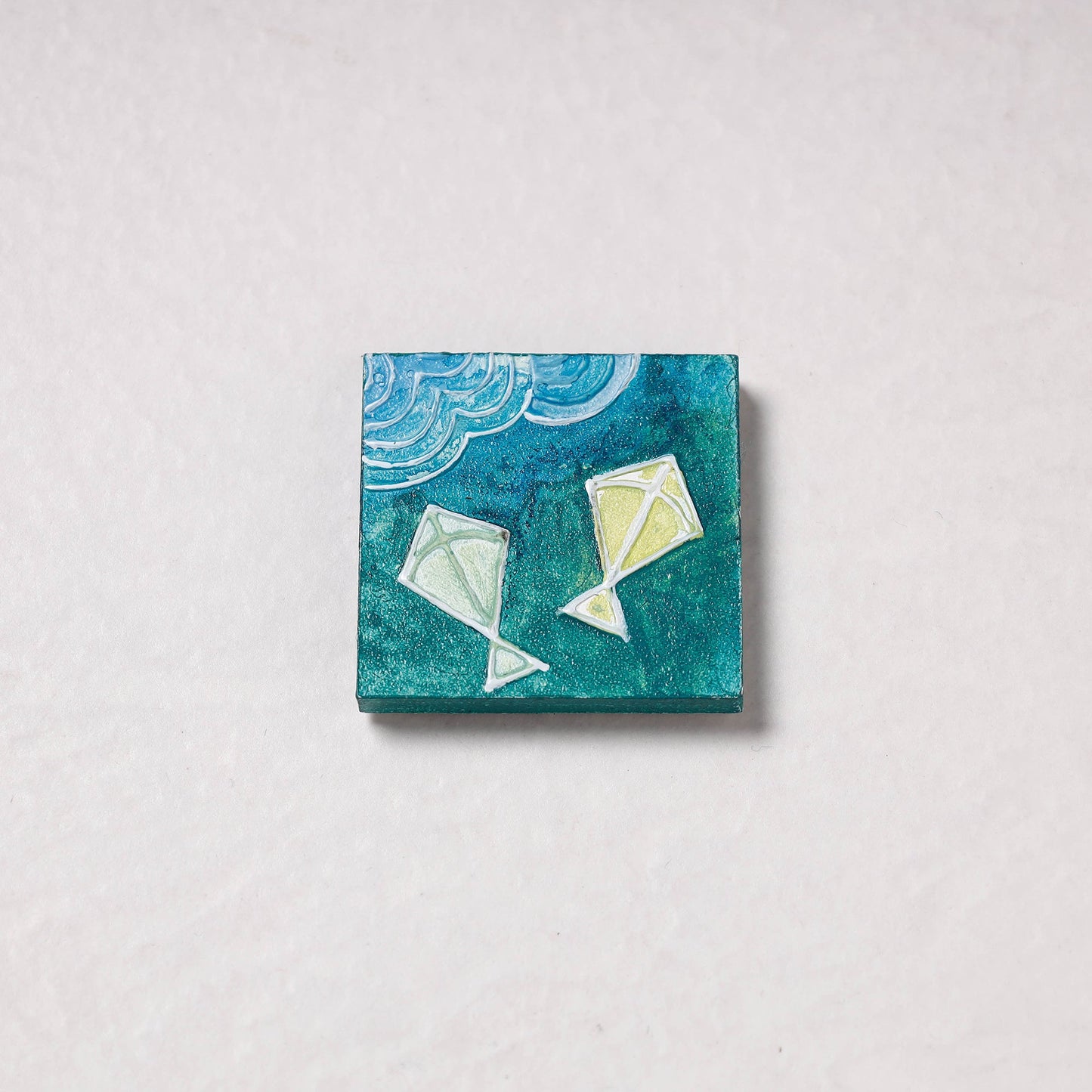 Embossed Stone Work Handpainted Wooden Fridge Magnet