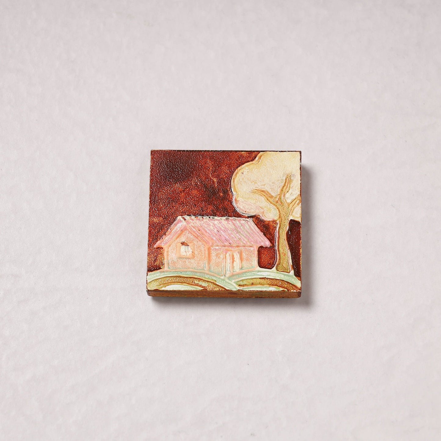 Embossed Stone Work Handpainted Wooden Fridge Magnet