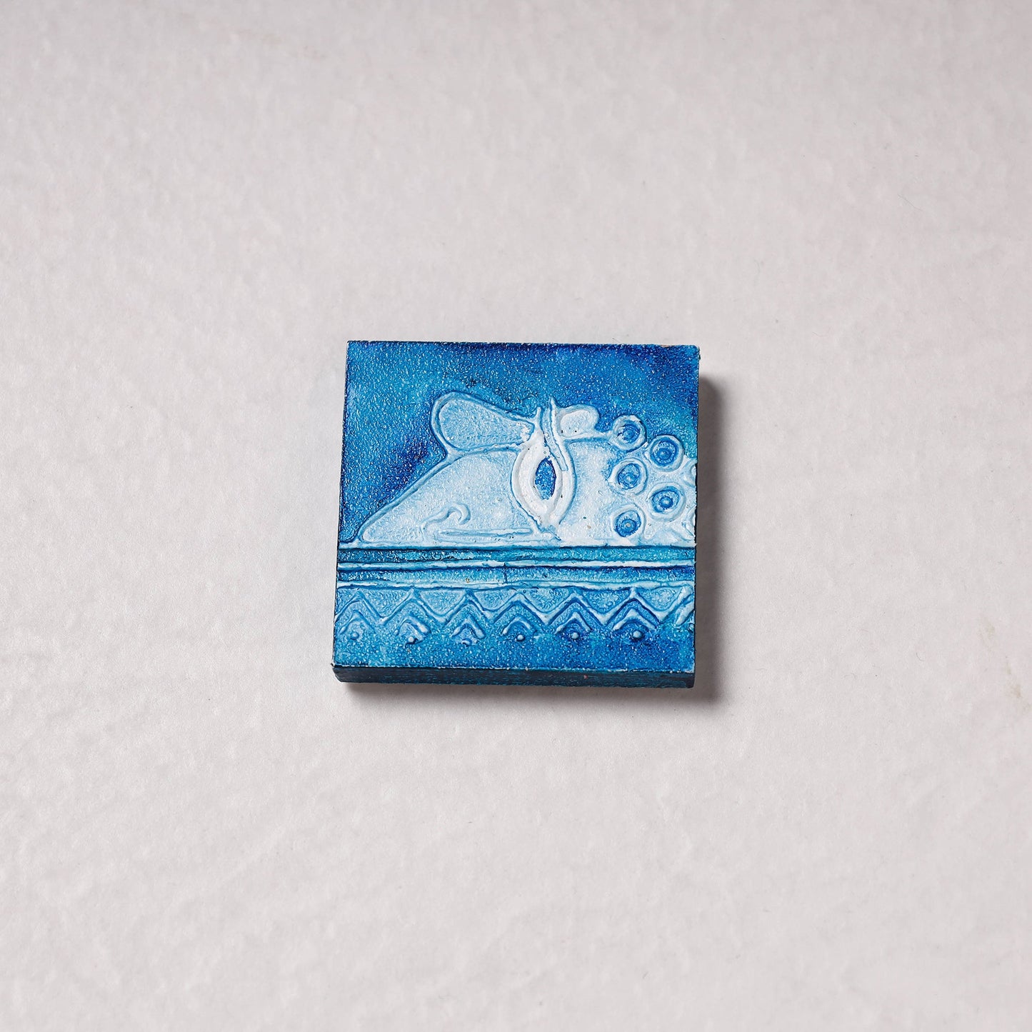 Embossed Stone Work Handpainted Wooden Fridge Magnet