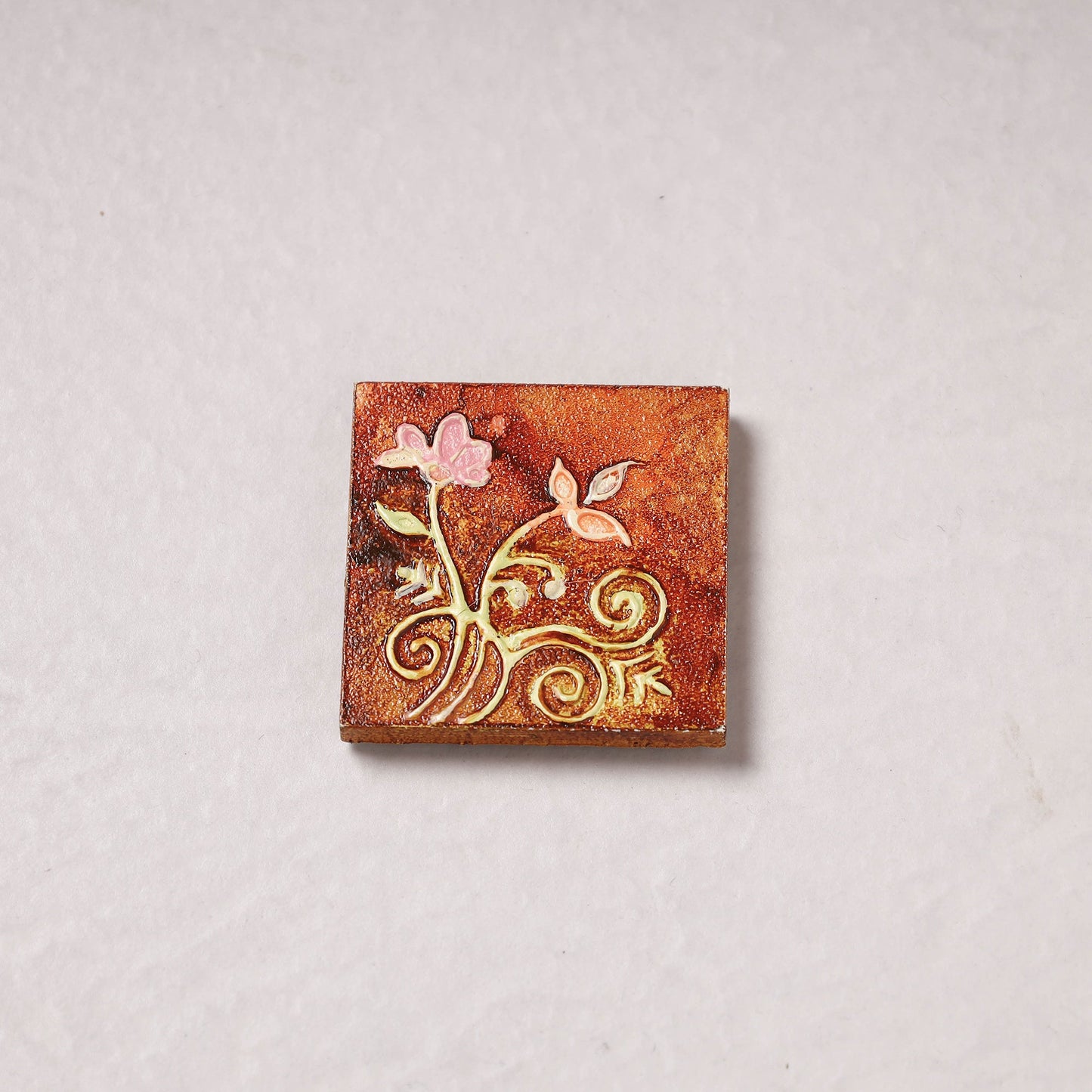 Embossed Stone Work Handpainted Wooden Fridge Magnet