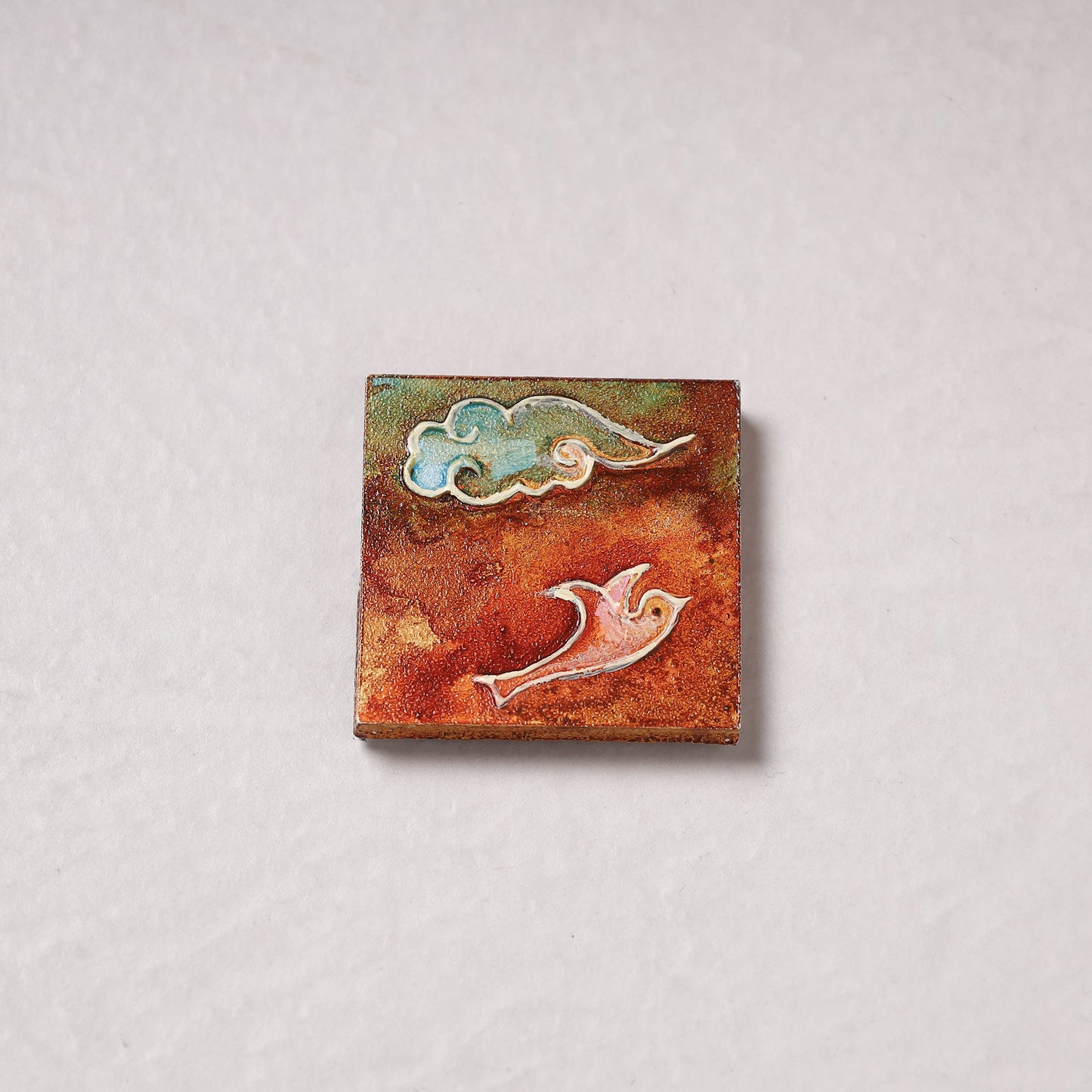 Embossed Stone Work Handpainted Wooden Fridge Magnet