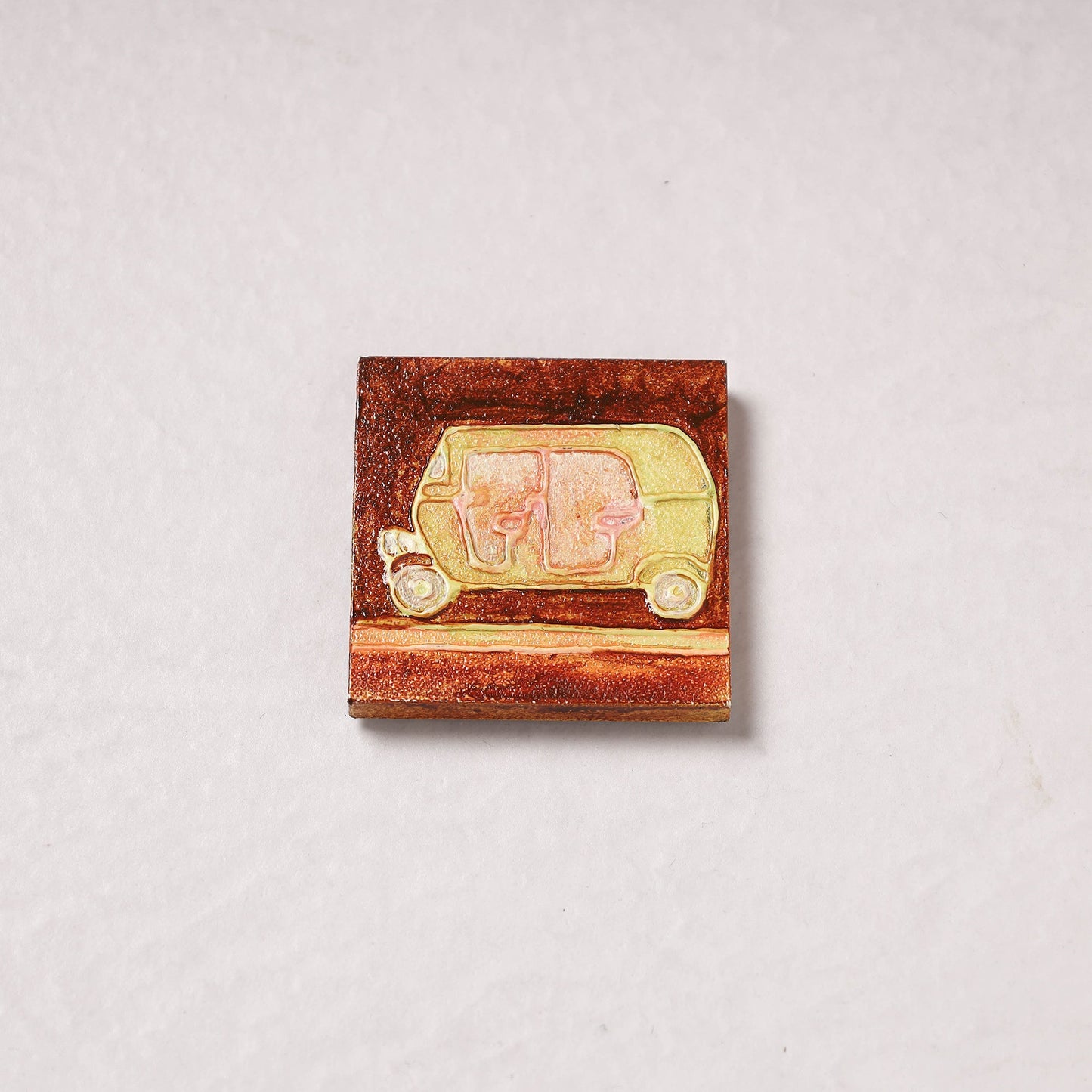 Embossed Stone Work Handpainted Wooden Fridge Magnet