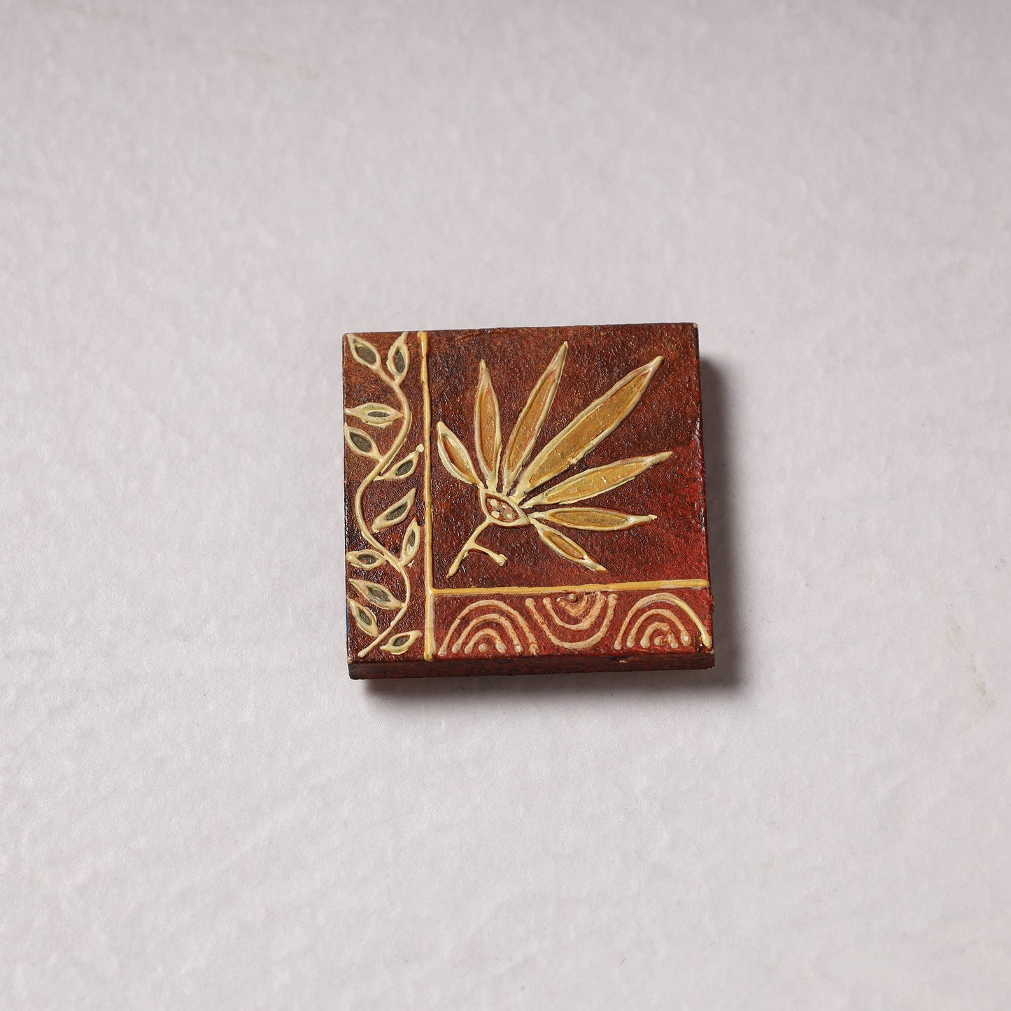 Embossed Stone Work Handpainted Wooden Fridge Magnet