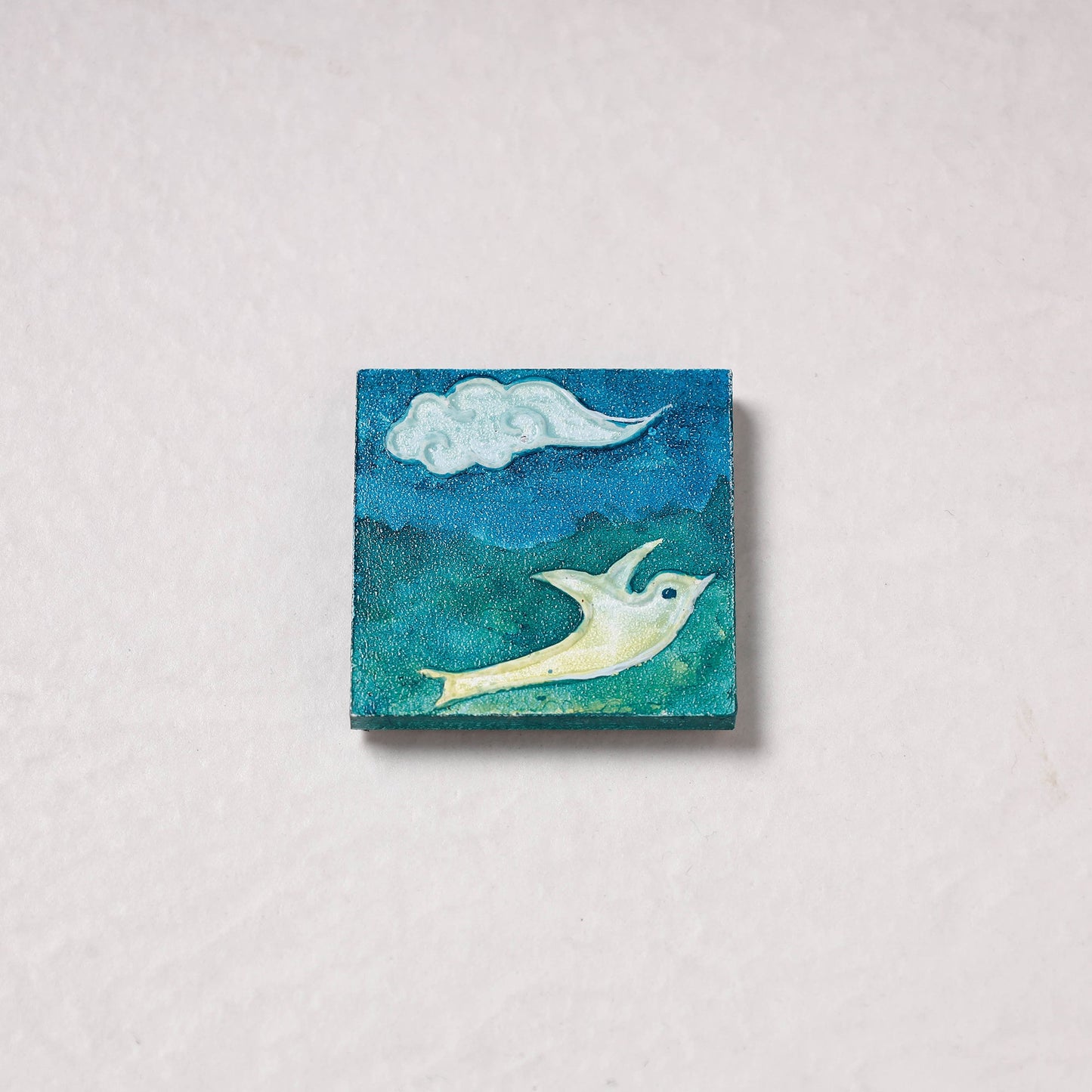 Embossed Stone Work Handpainted Wooden Fridge Magnet