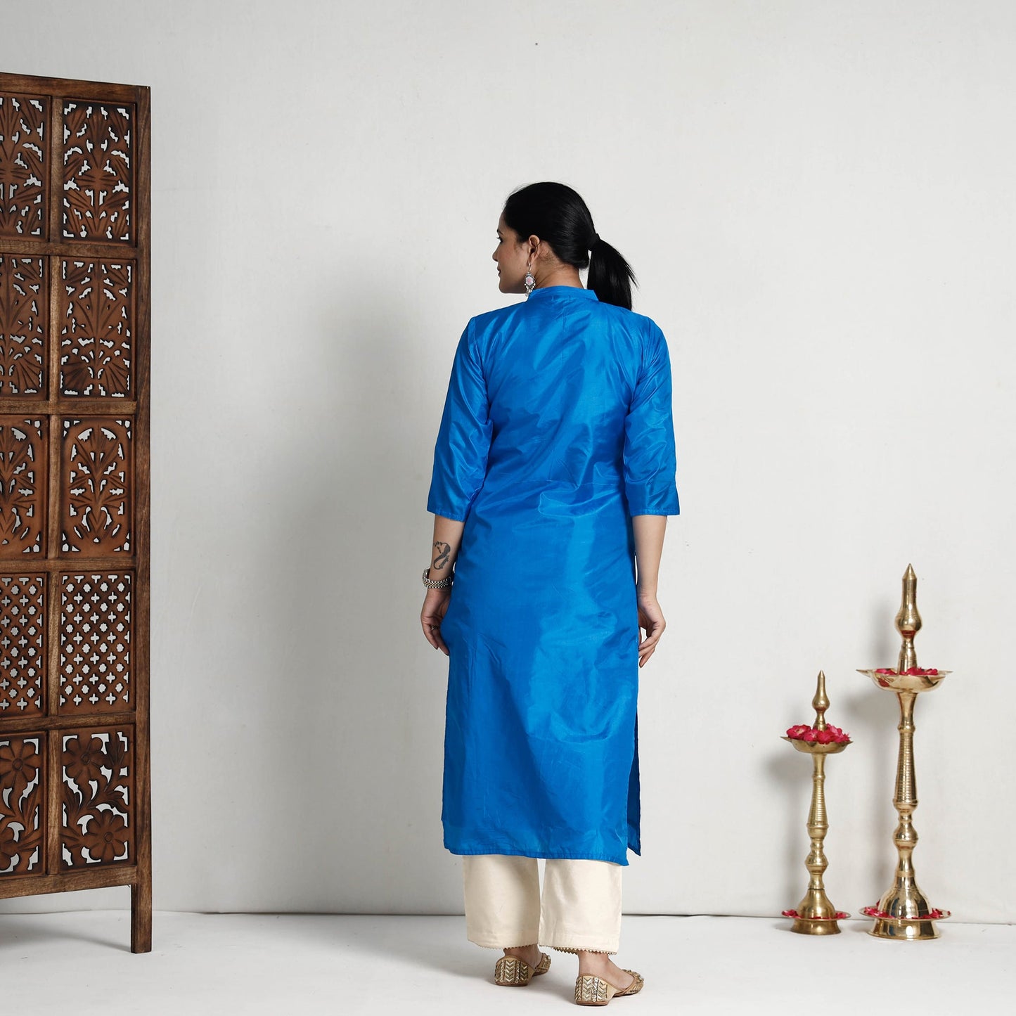 Buy Ethnic Plain Pure Silk Kurta for Women