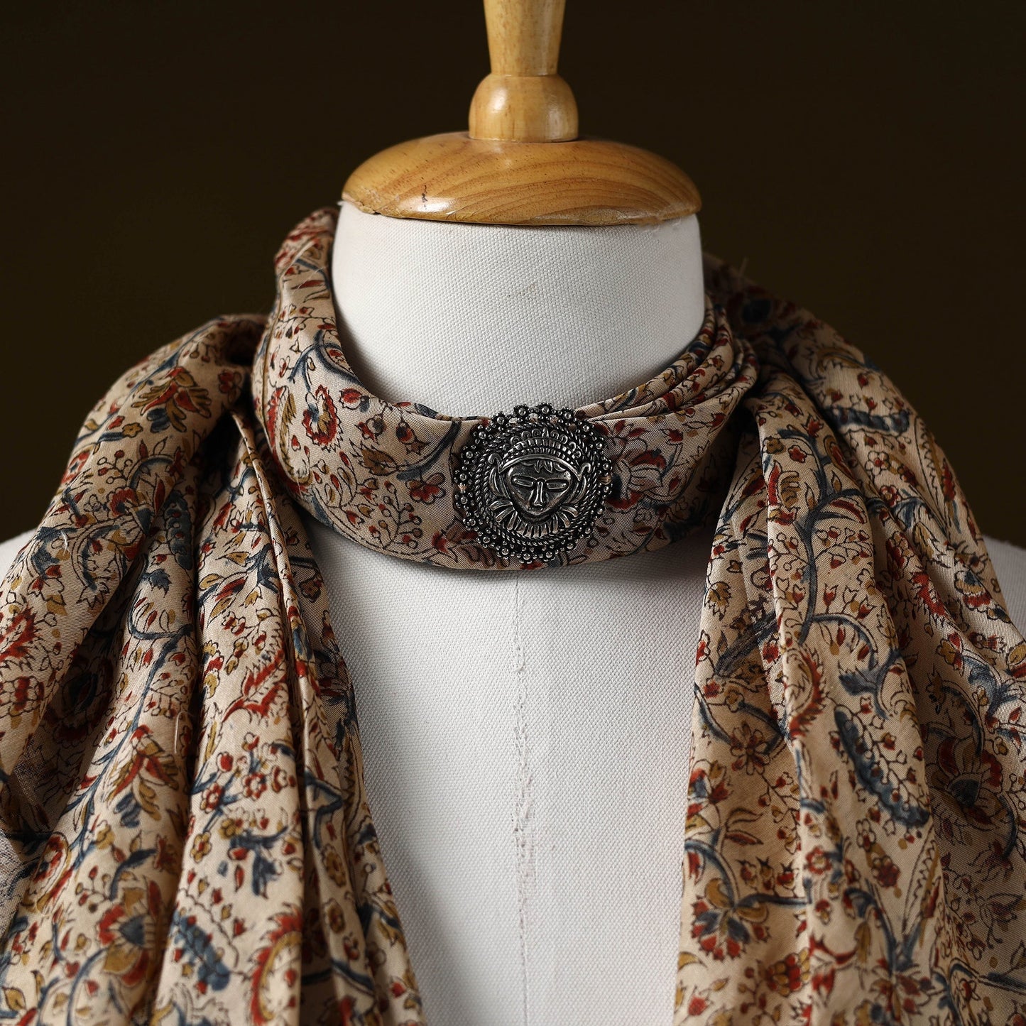 Kalamkari chanderi silk pendant necklace scarf 11