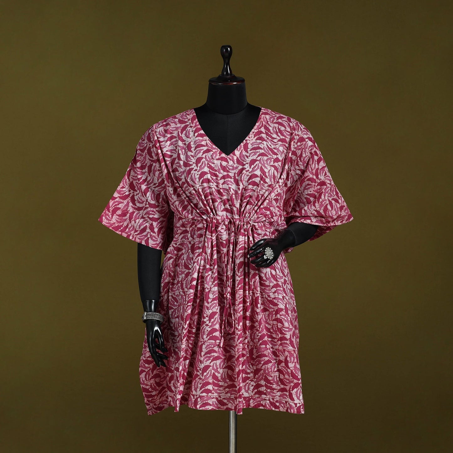 Hand batik cotton medium kaftan 50 - handcrafted