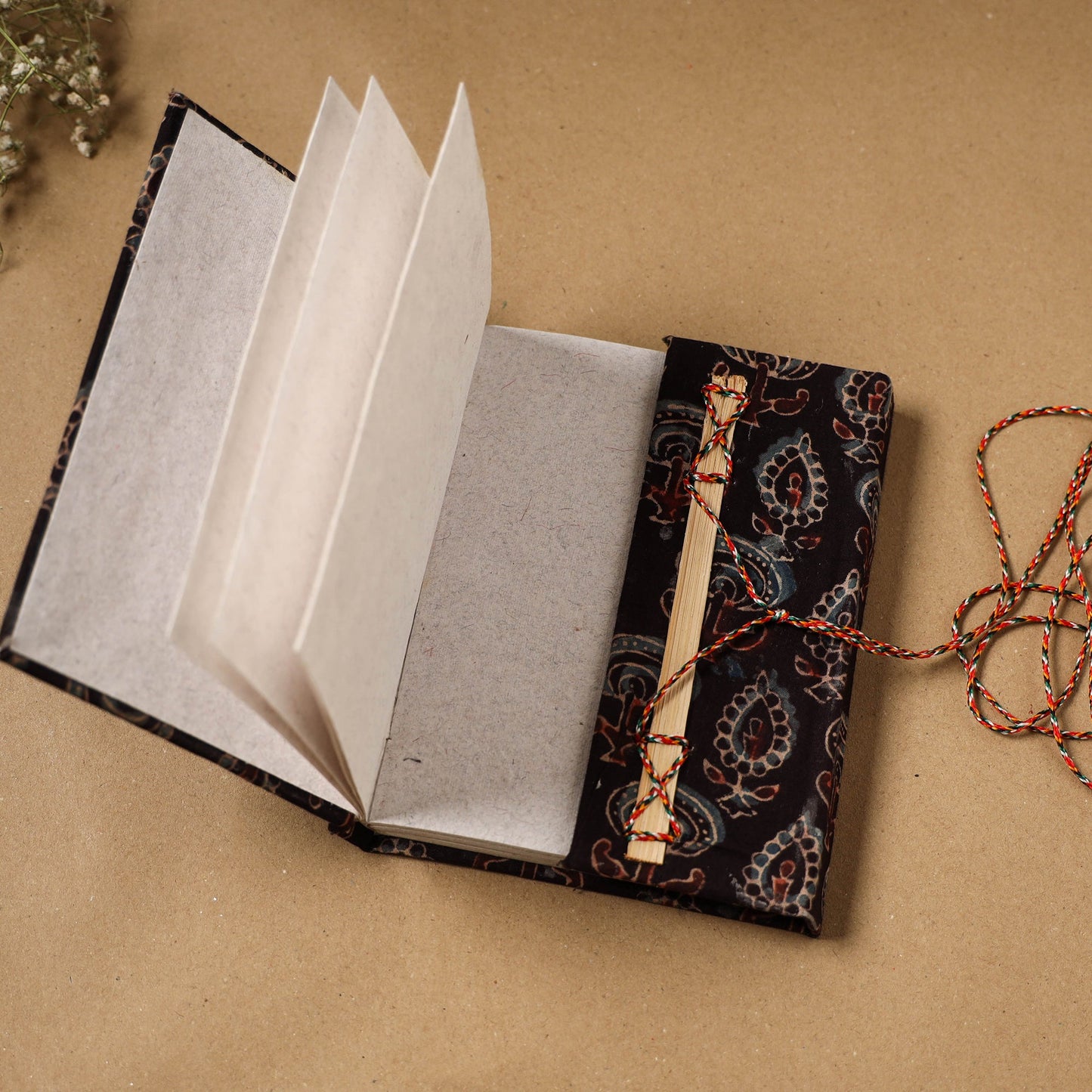 Fabric cover handmade paper notebook with thread lock 66