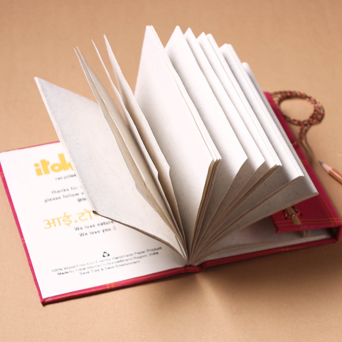 Fabric Cover Handmade Paper Notebook with Thread Lock