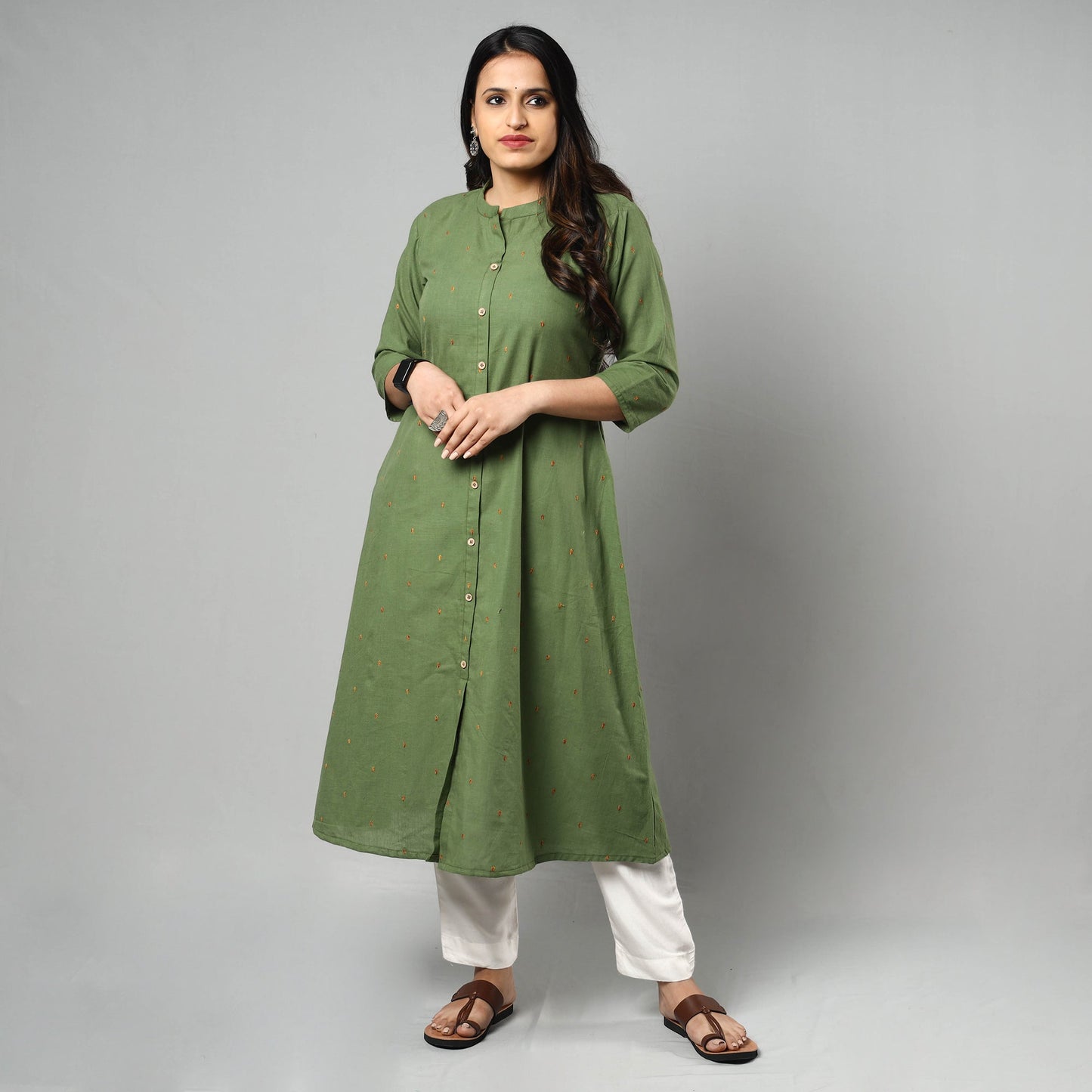 Jacquard Cotton Long Kurta Online