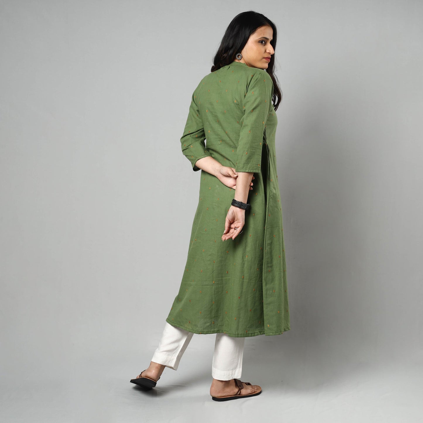 Jacquard Cotton Long Kurta Online