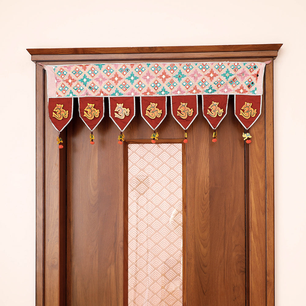 Festive Decor Mirror & Bead Work Traditional Phulkari Toran