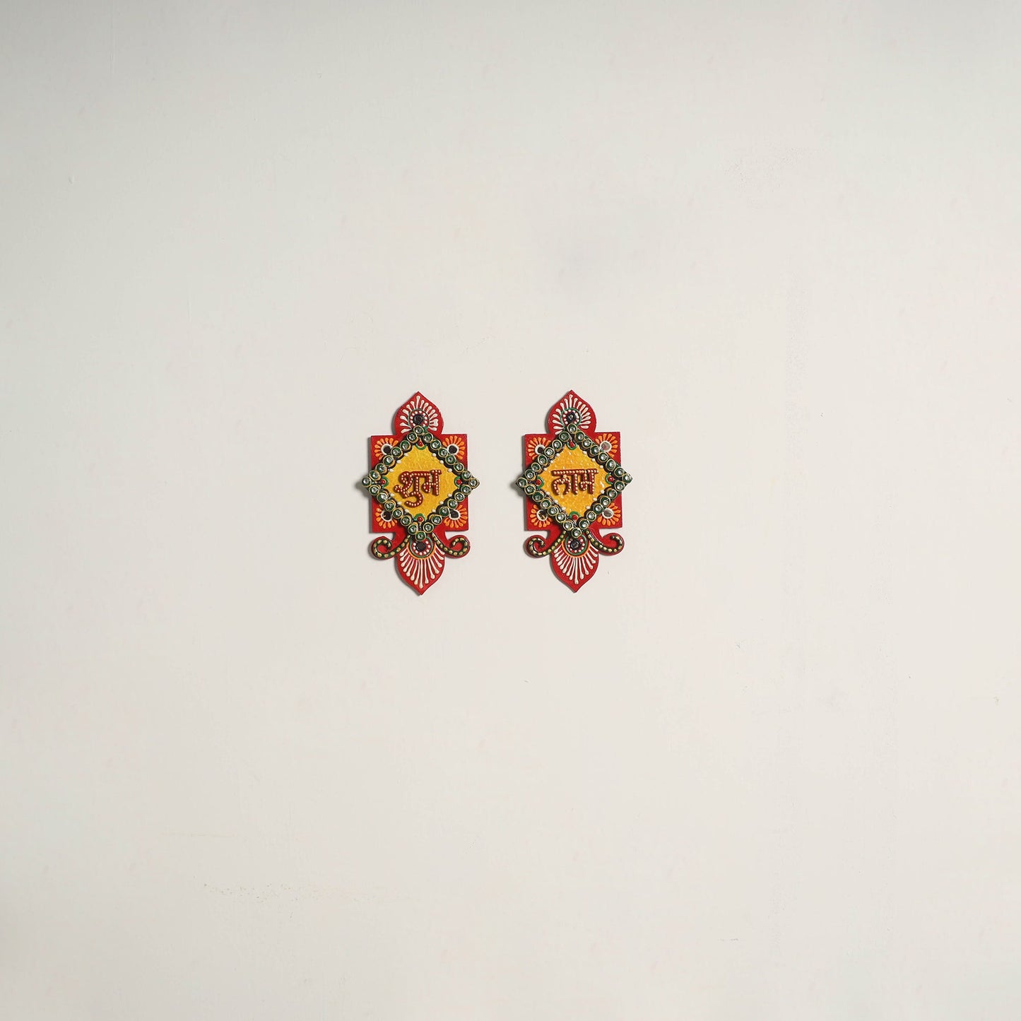 Festive handpainted wooden subh labh 02 - handcrafted