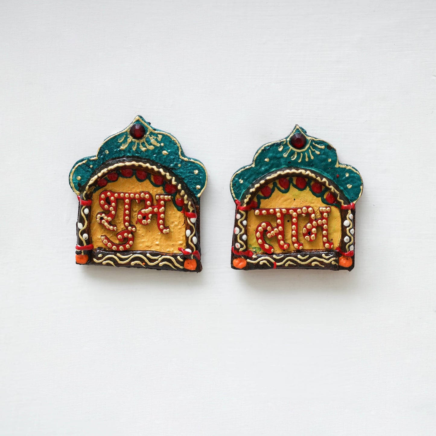 Festive handpainted wooden subh labh 27 - handcrafted