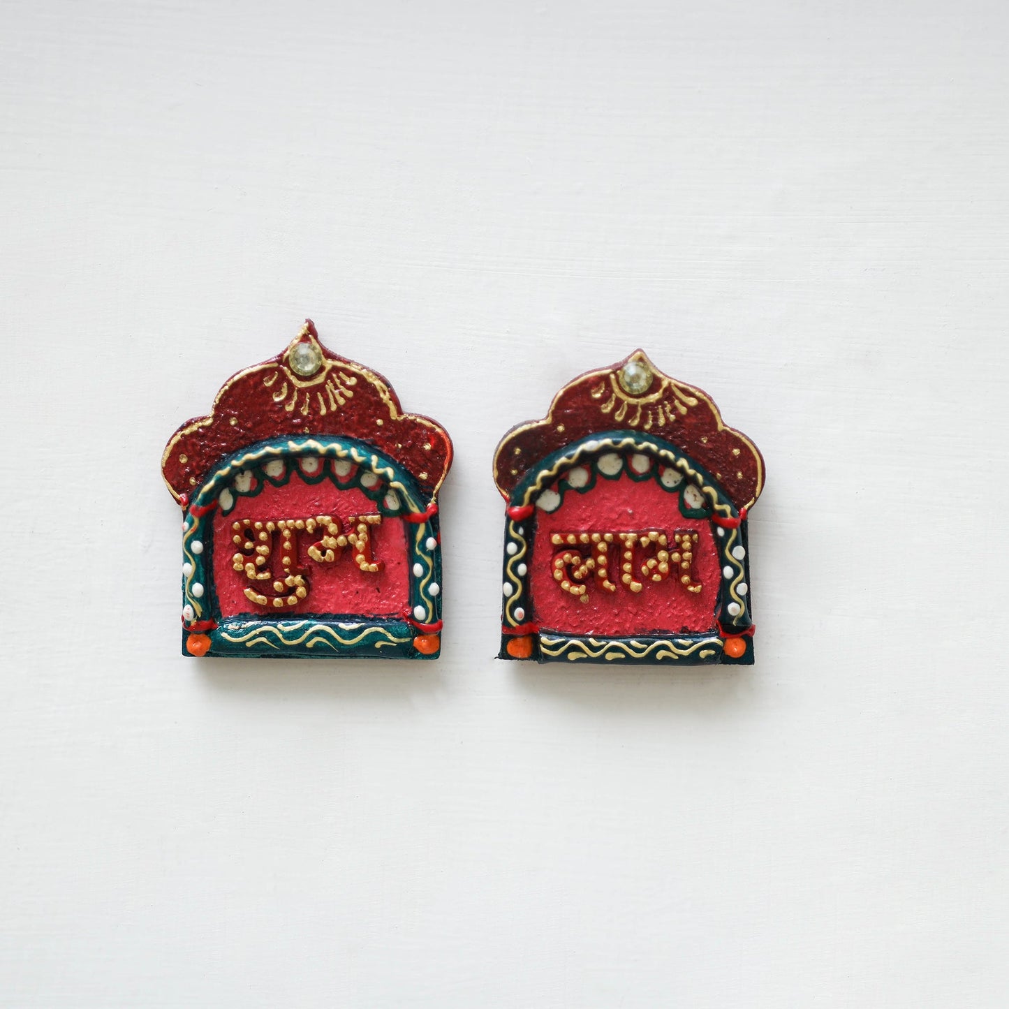 Festive handpainted wooden subh labh 28 - handcrafted