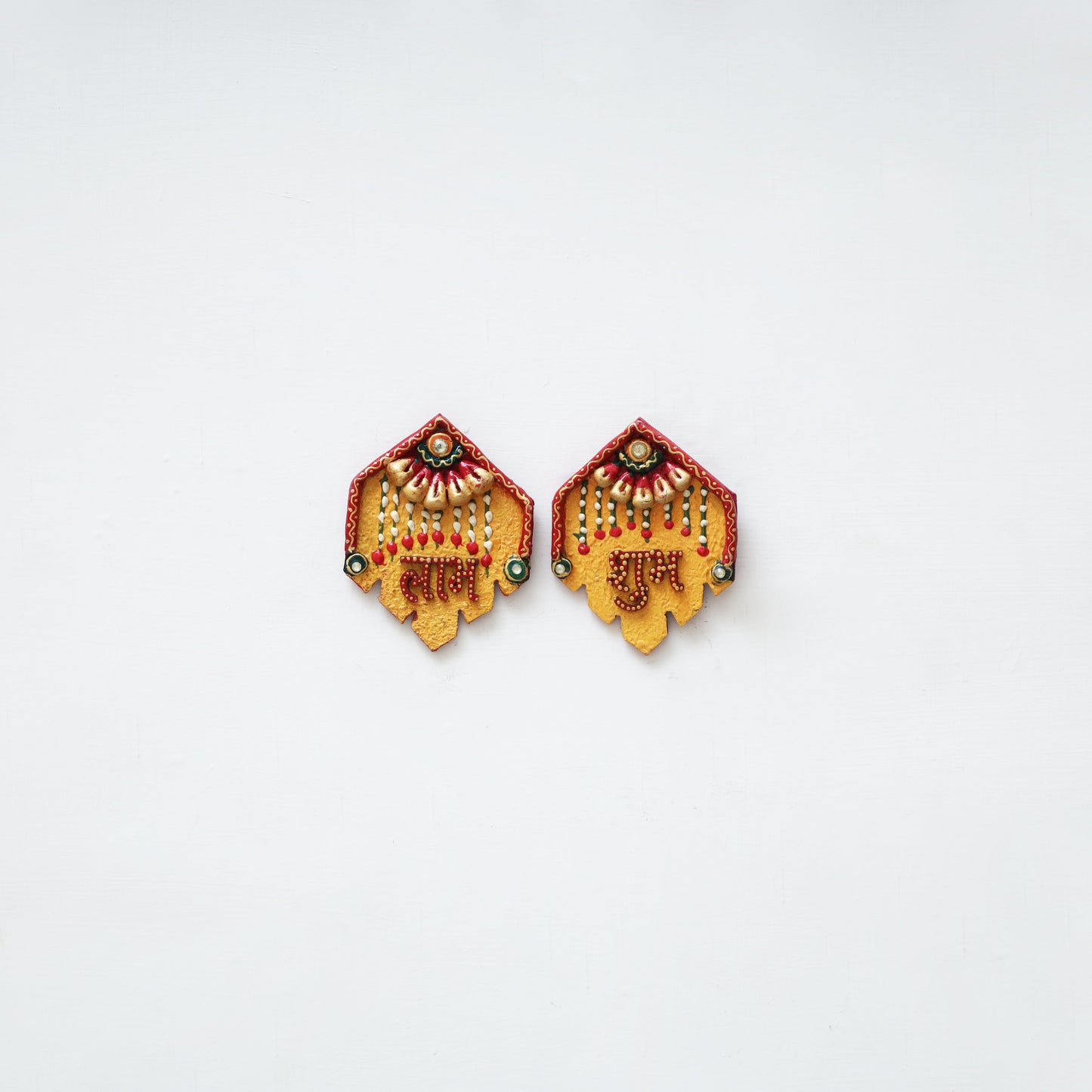 Festive handpainted wooden subh labh 29 - handcrafted