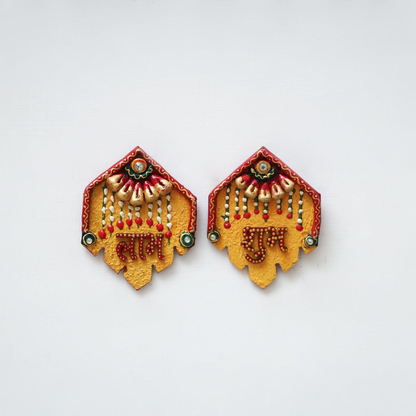 Festive handpainted wooden subh labh 29 - handcrafted