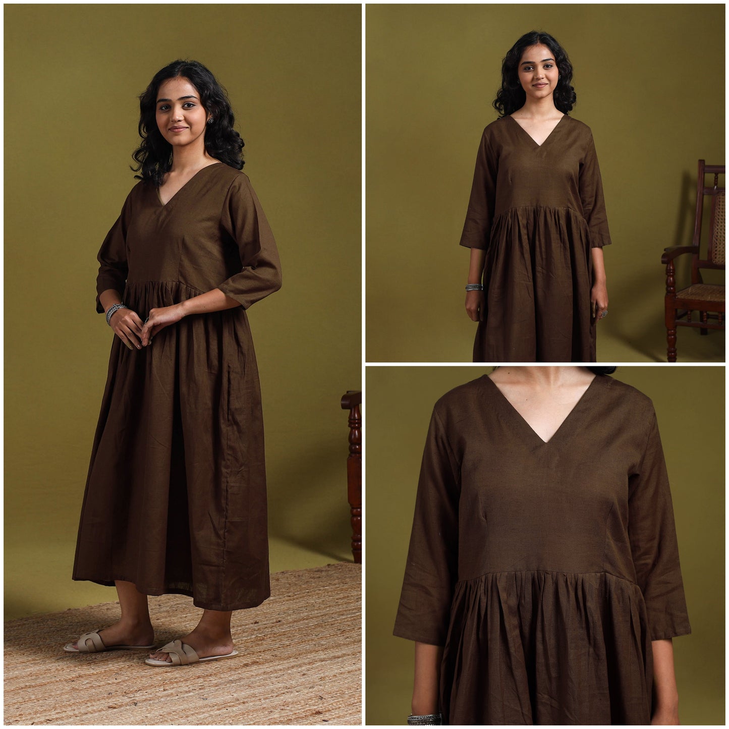 Flex cotton flared plain dress 17 - handcrafted