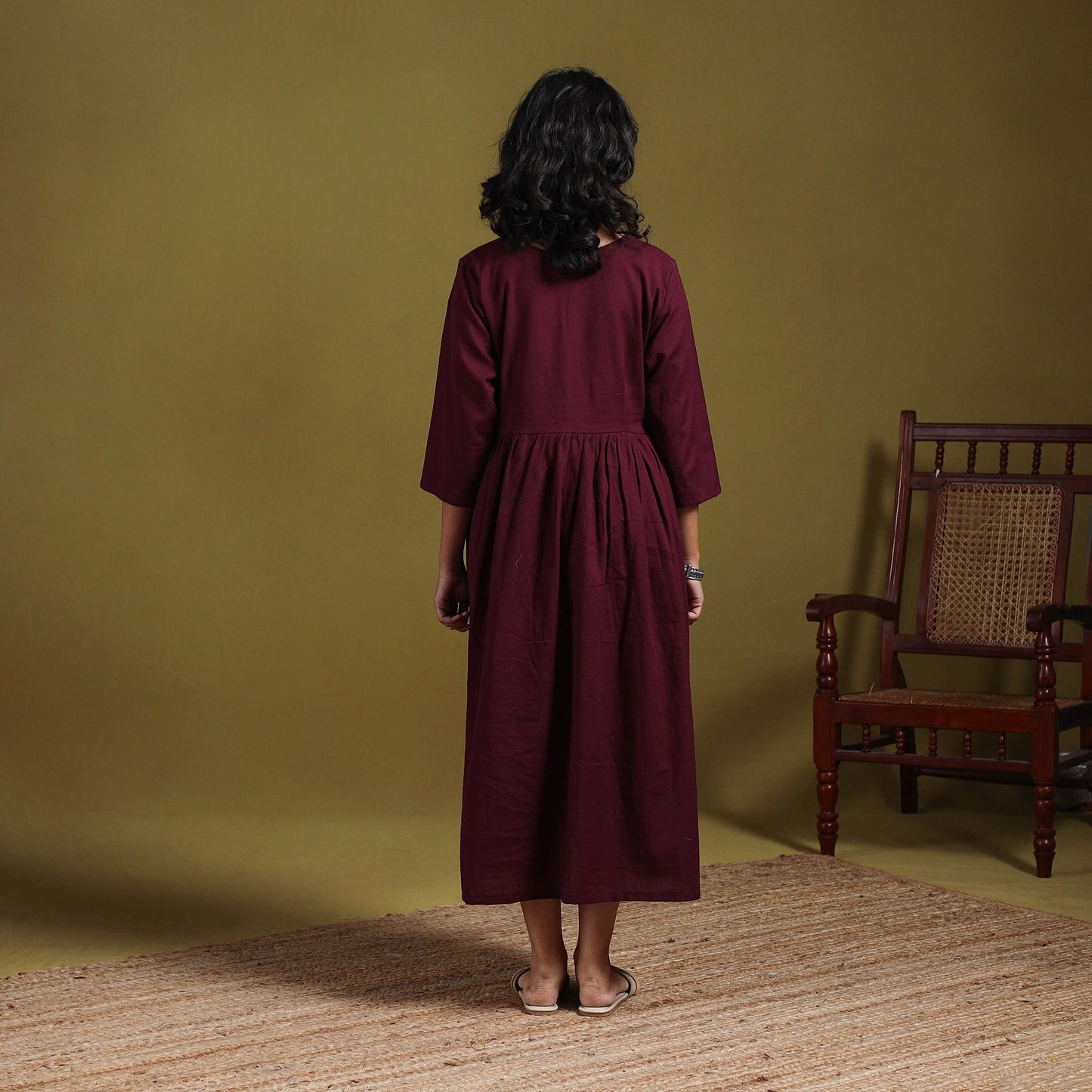 Flex cotton flared plain dress 19 - handcrafted