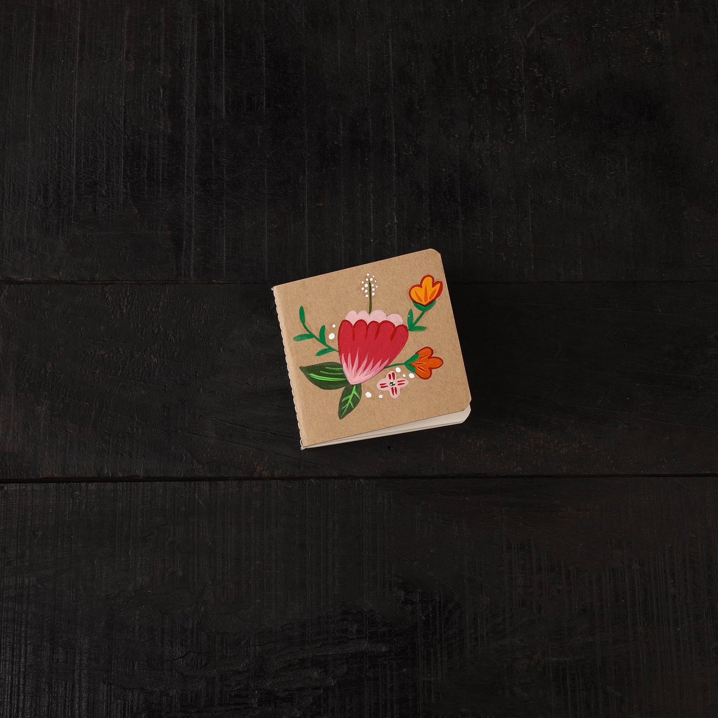 Floral handpainted handmade paper diaries (set of 3) 04
