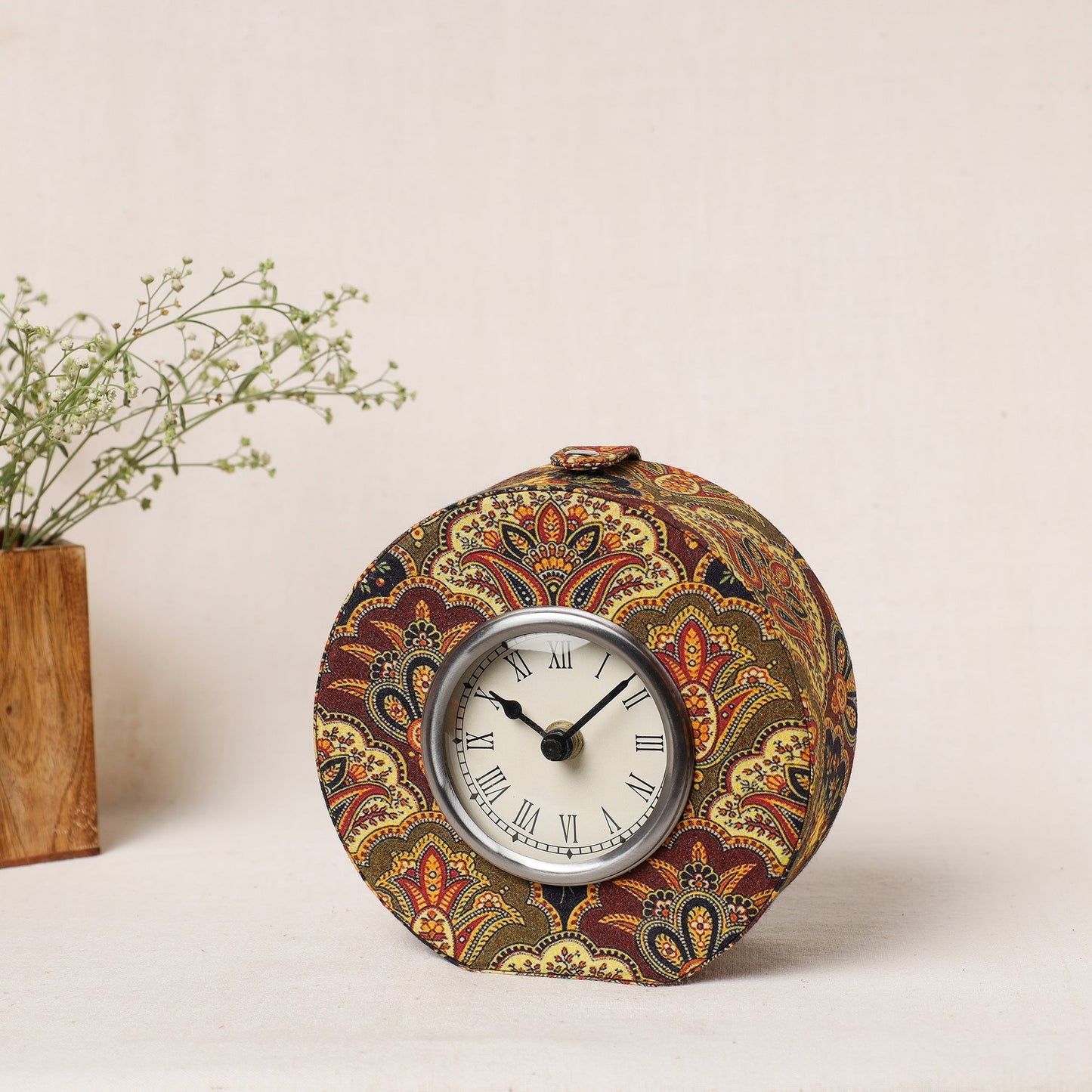 Floral Printed Handcrafted Embellished Table Clock