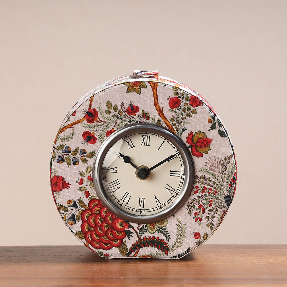 Floral Printed Handcrafted Embellished Table Clock