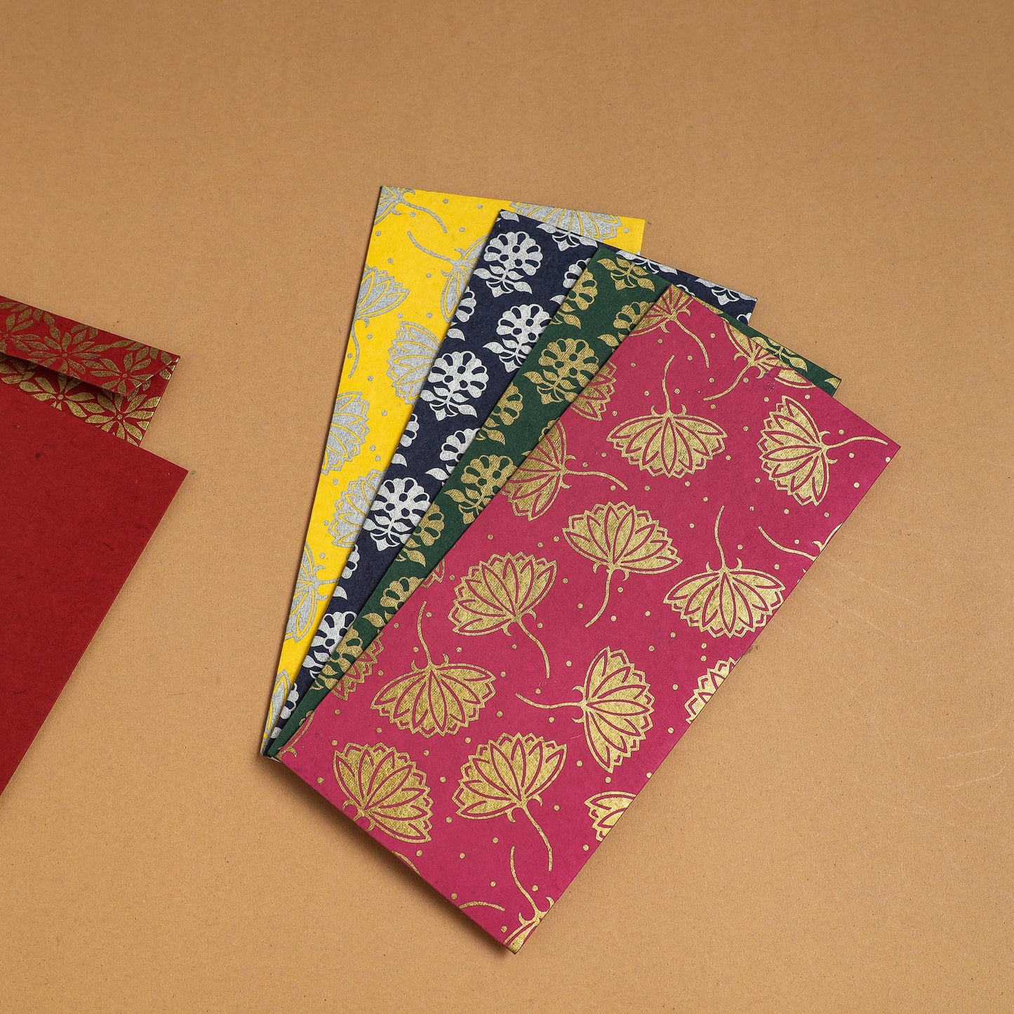 Floral Printed Handcrafted Notecards with Envelopes (Assorted Set of 5)