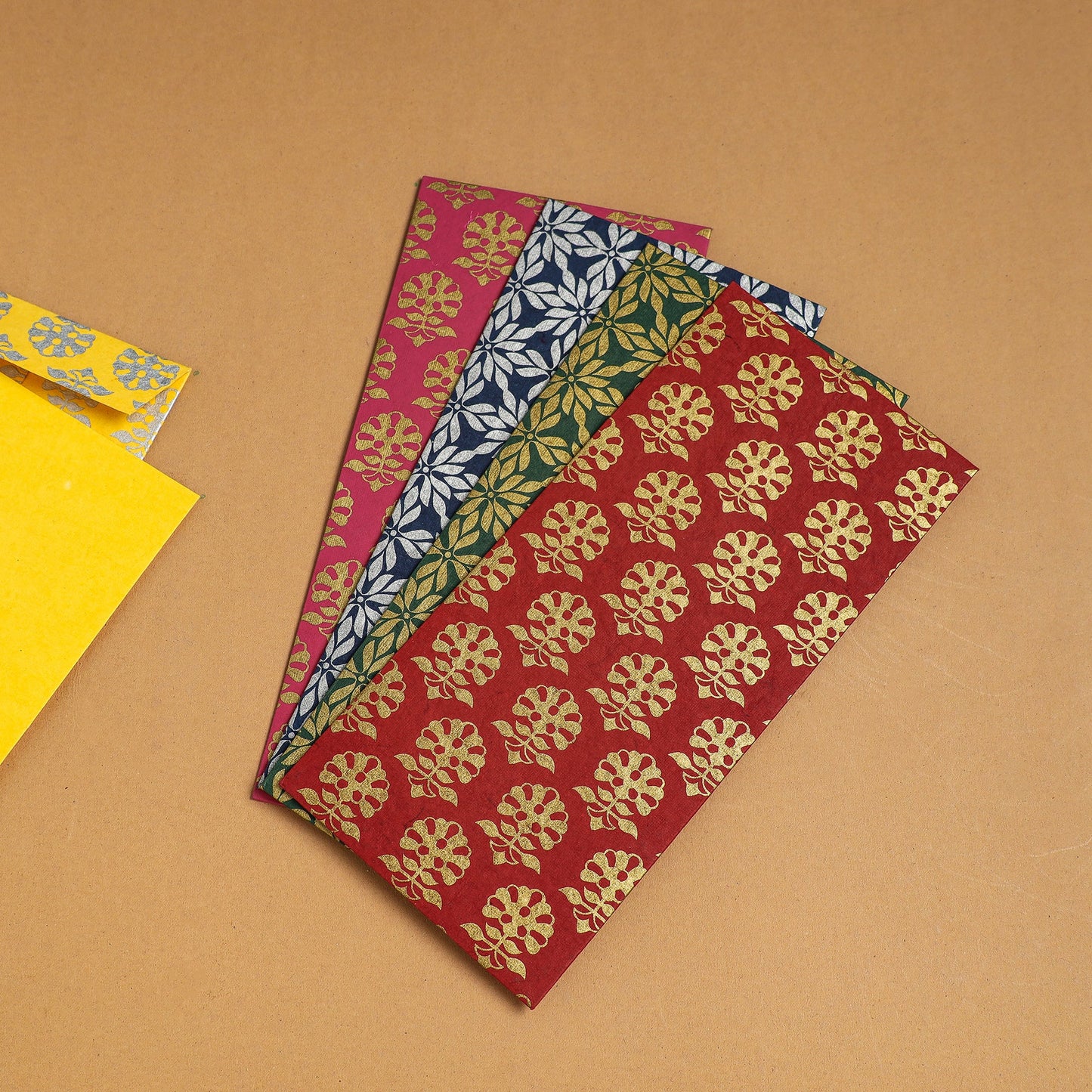 Floral Printed Handcrafted Notecards with Envelopes (Assorted Set of 5)