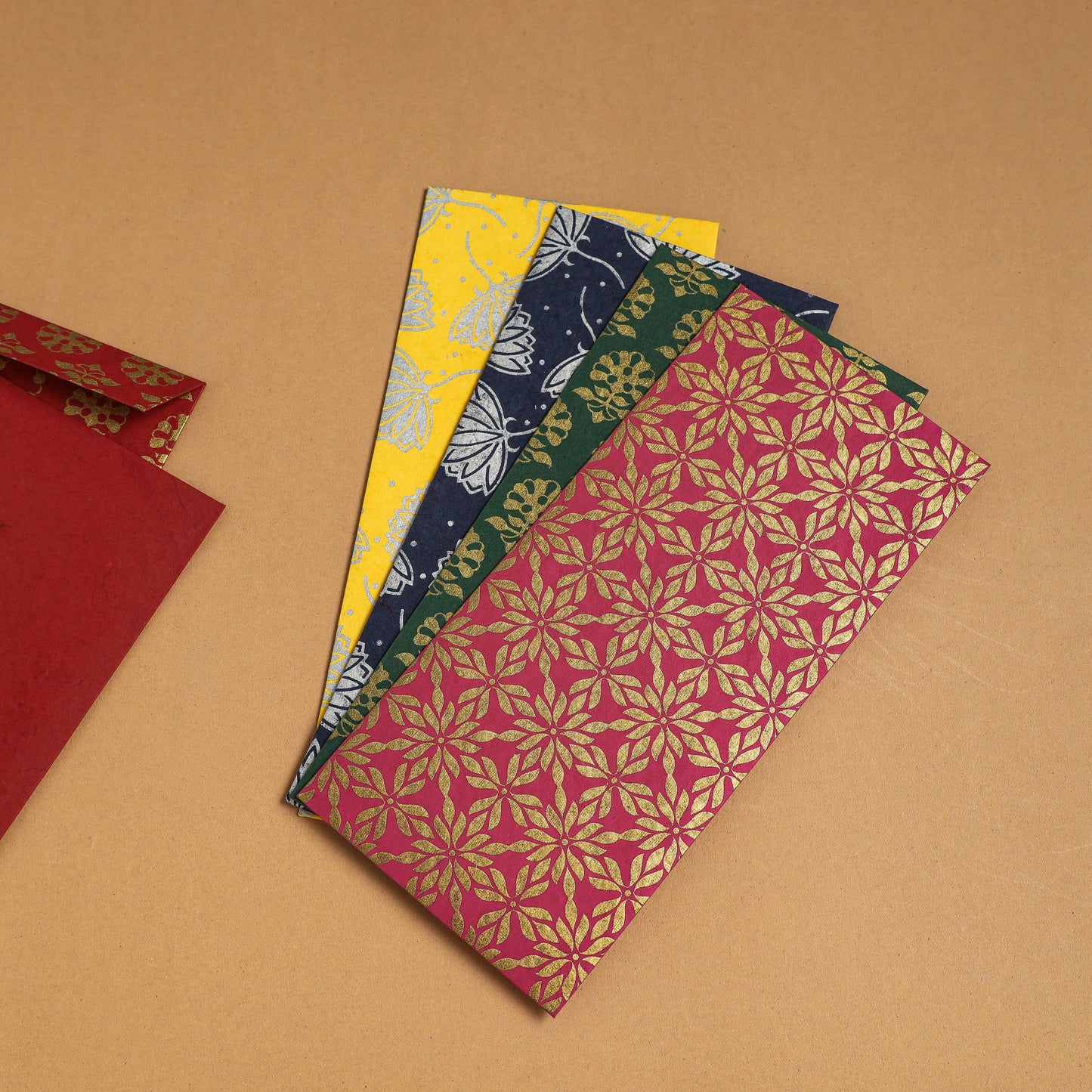 Floral Printed Handcrafted Notecards with Envelopes (Assorted Set of 5)