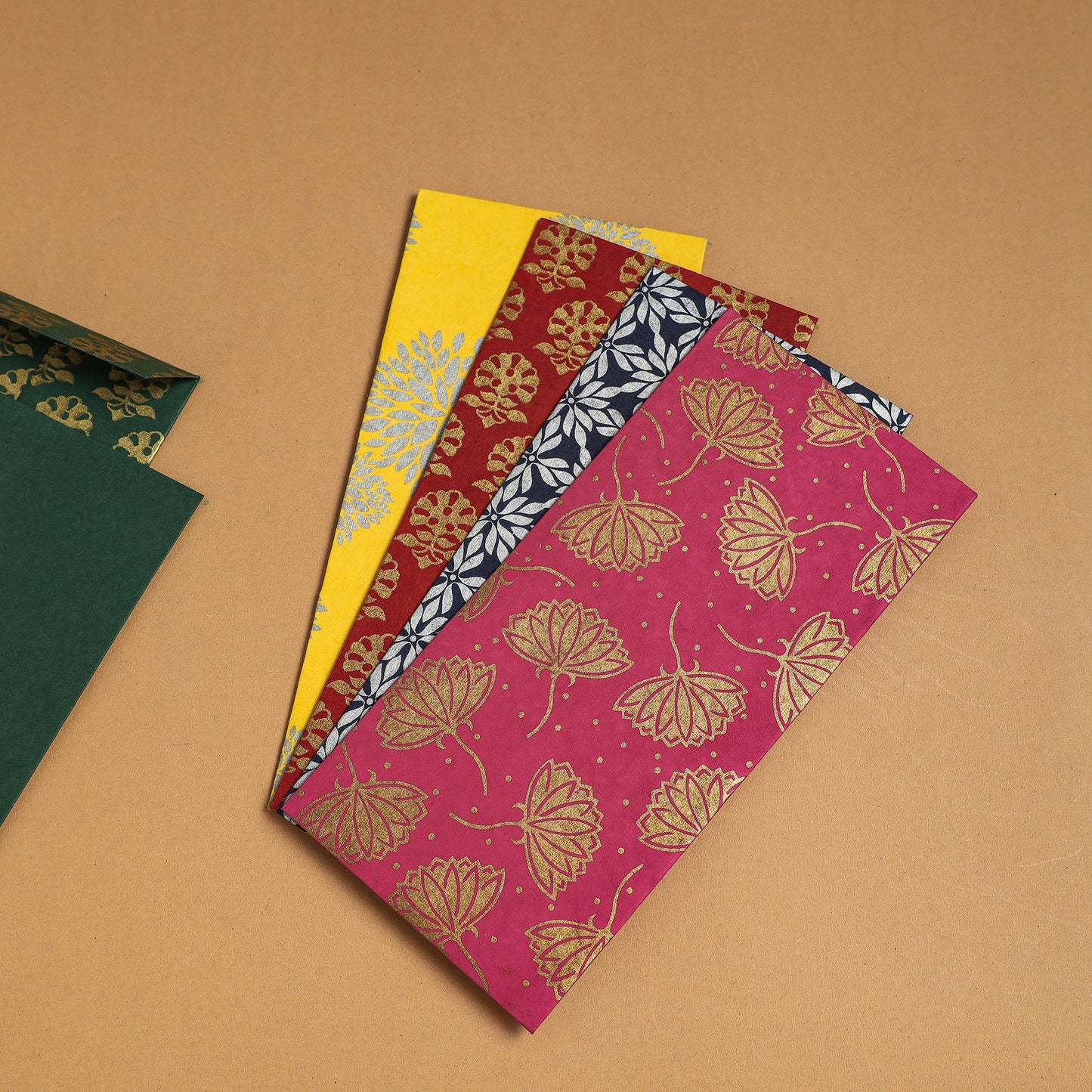 Floral Printed Handcrafted Notecards with Envelopes (Assorted Set of 5)
