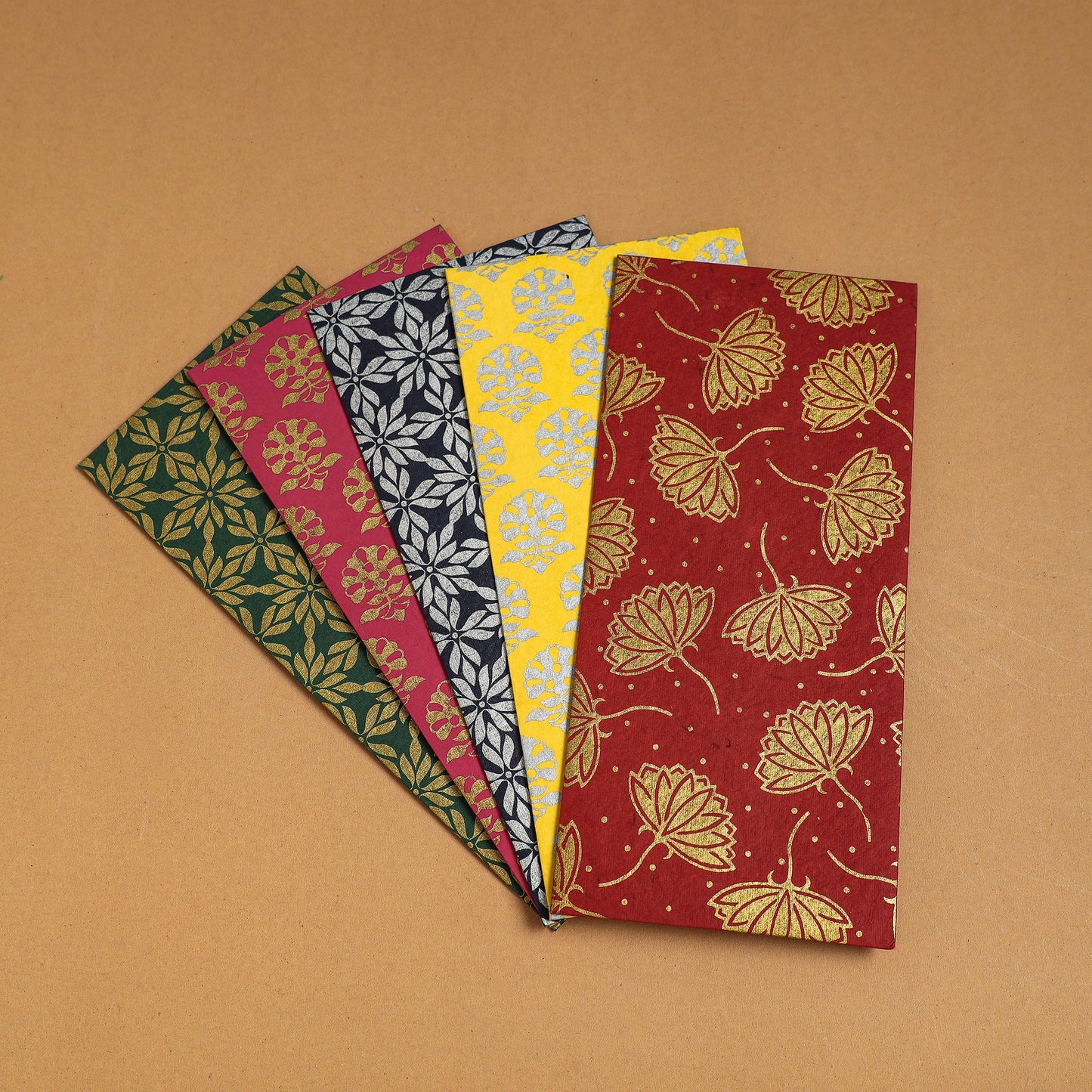 Floral Printed Handcrafted Notecards with Envelopes (Assorted Set of 5)