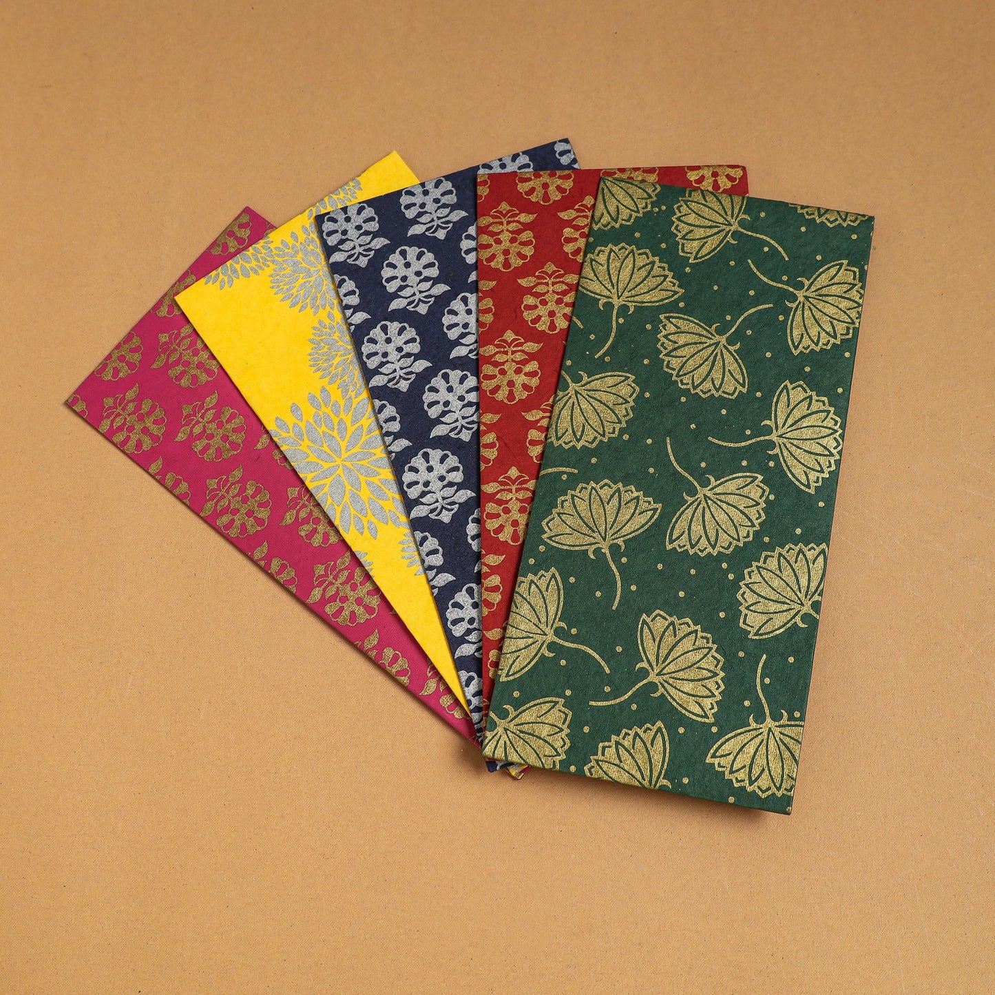 Floral Printed Handcrafted Notecards with Envelopes (Assorted Set of 5)