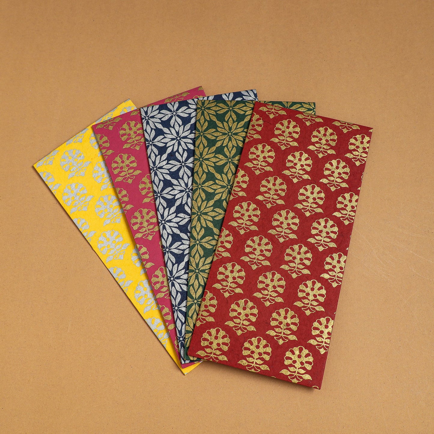 Floral Printed Handcrafted Notecards with Envelopes (Assorted Set of 5)